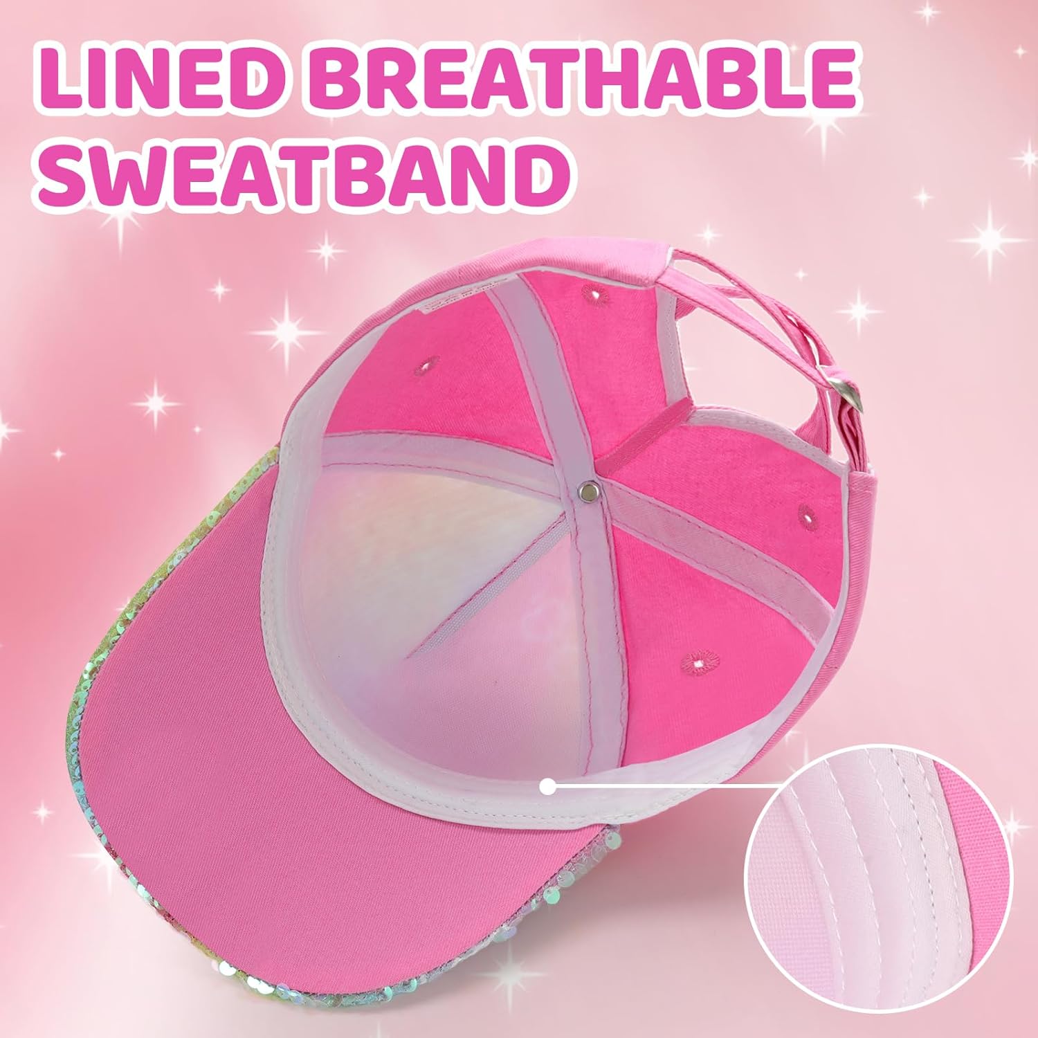 BROMZ Girls Glitter Ponytail Baseball Cap for 4-12 Years