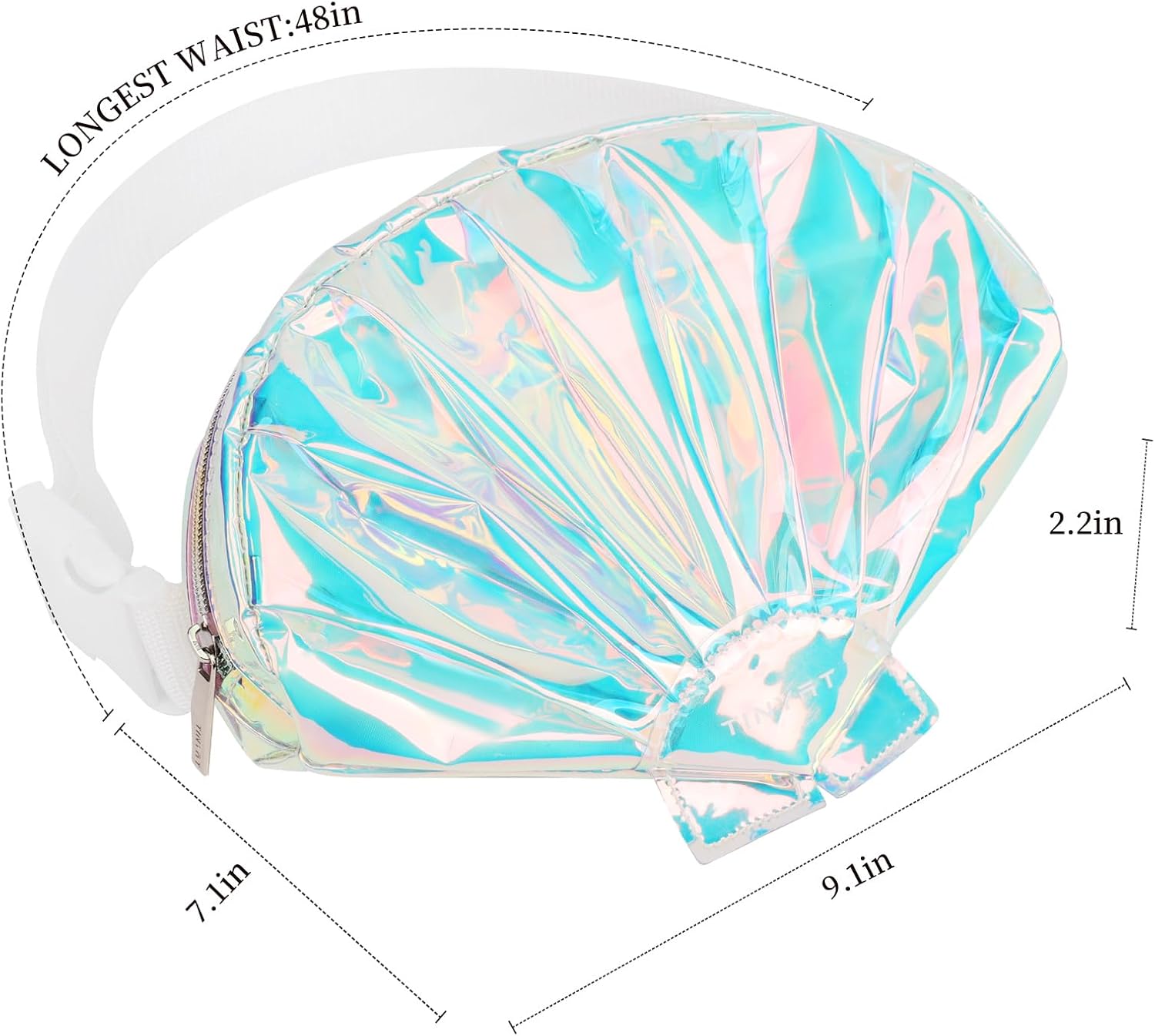 TINYAT Holographic Seashell Fanny Pack for Women