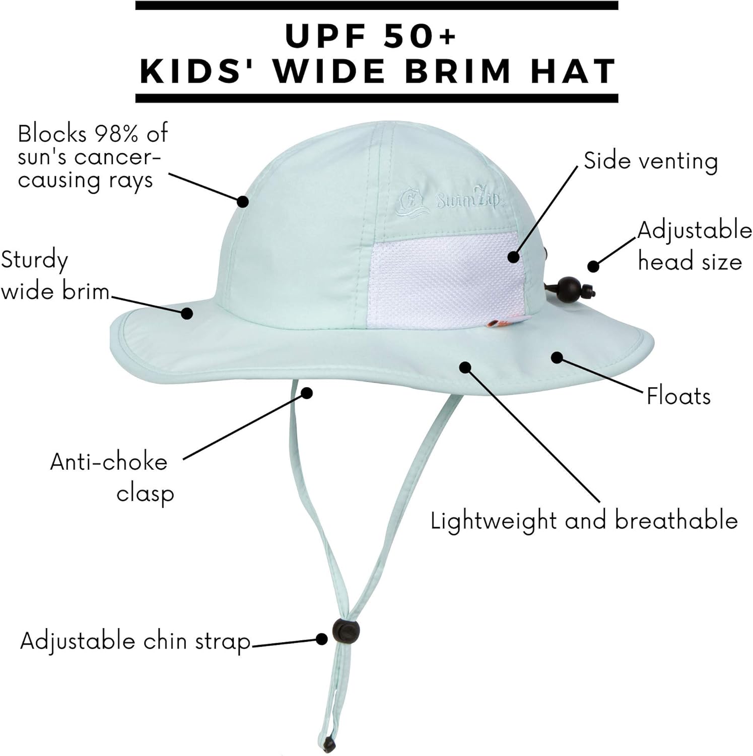 SwimZip Wide Brim Sun Hat for Kids with UPF 50 Protection 1