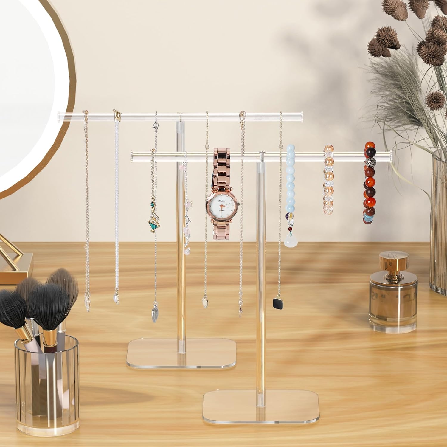 Clear Acrylic Jewelry Stand 2 Tower Display Organizer
