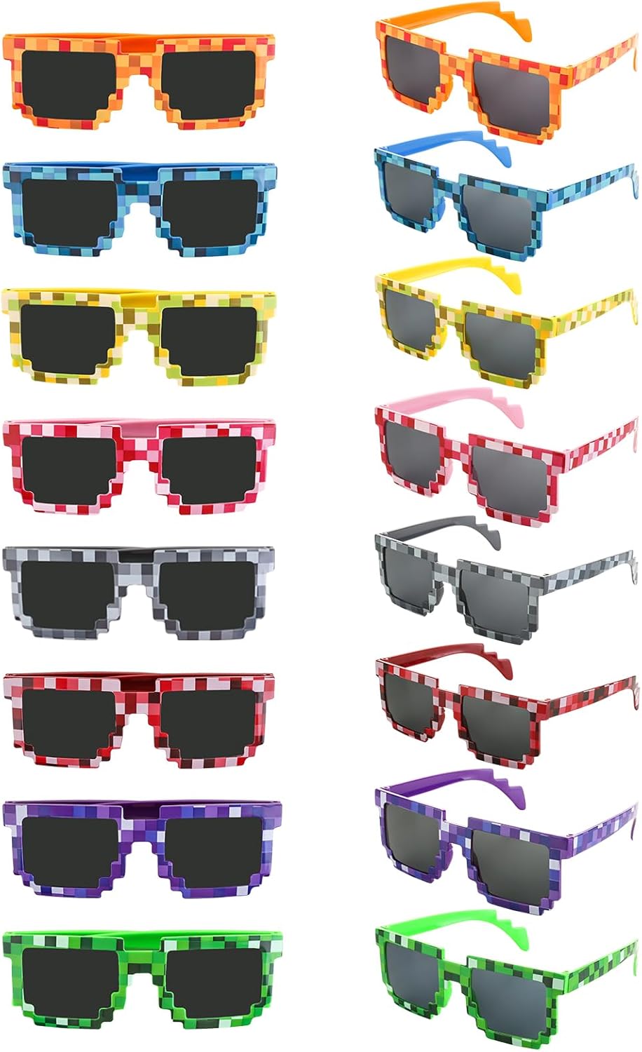 16 Pack Pixel Sunglasses for Birthday Parties and Gaming Events