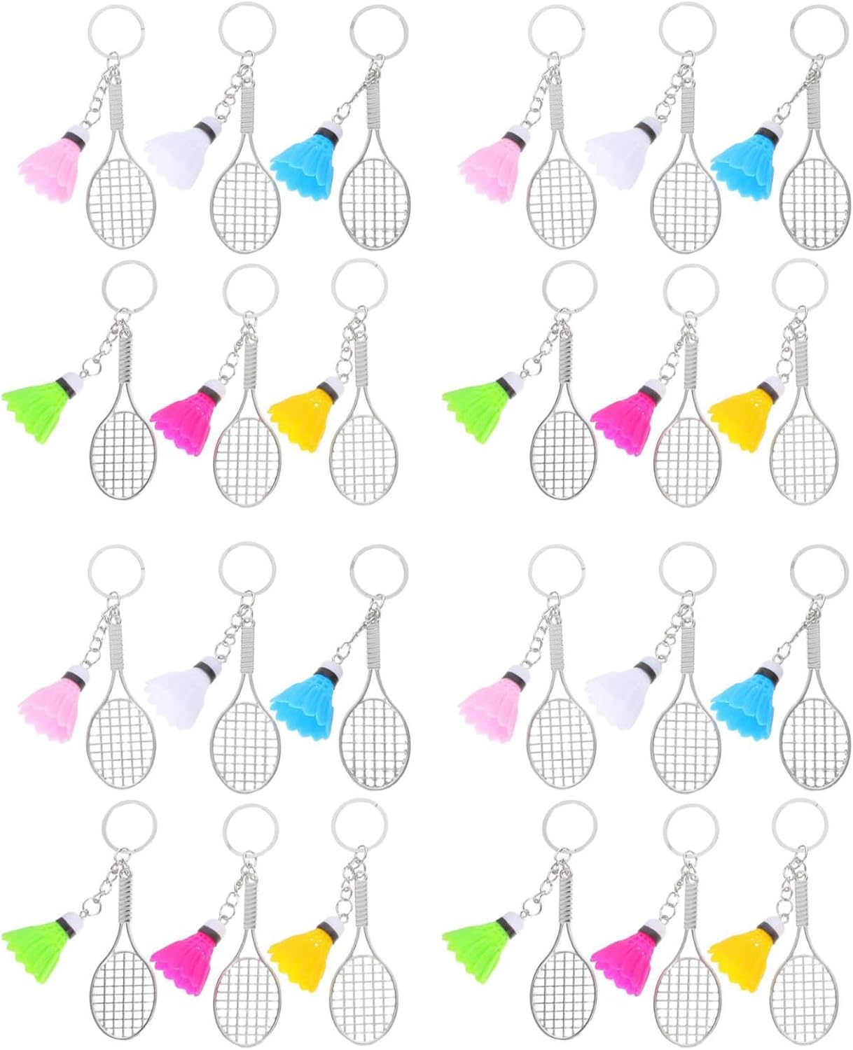 LUOZZY 24 Pcs Mini Alloy Badminton Keychain Set