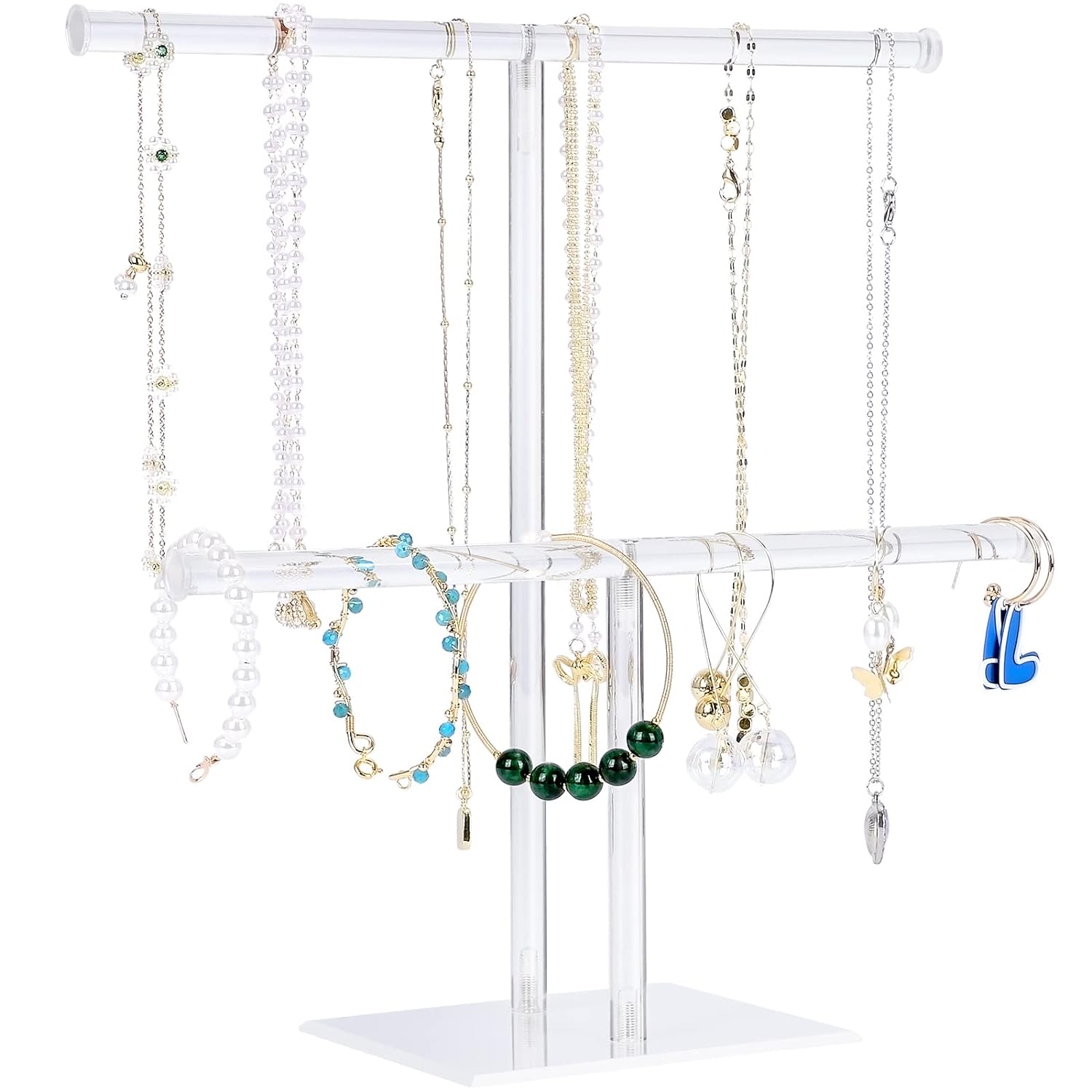 Suneerplay 2-Tier Jewelry Display Stand for Necklaces and Bracelets