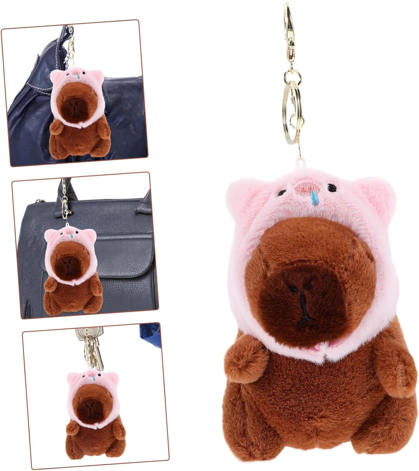Cute Capybara Keychain Plush Animal Keyring for Women and Kids