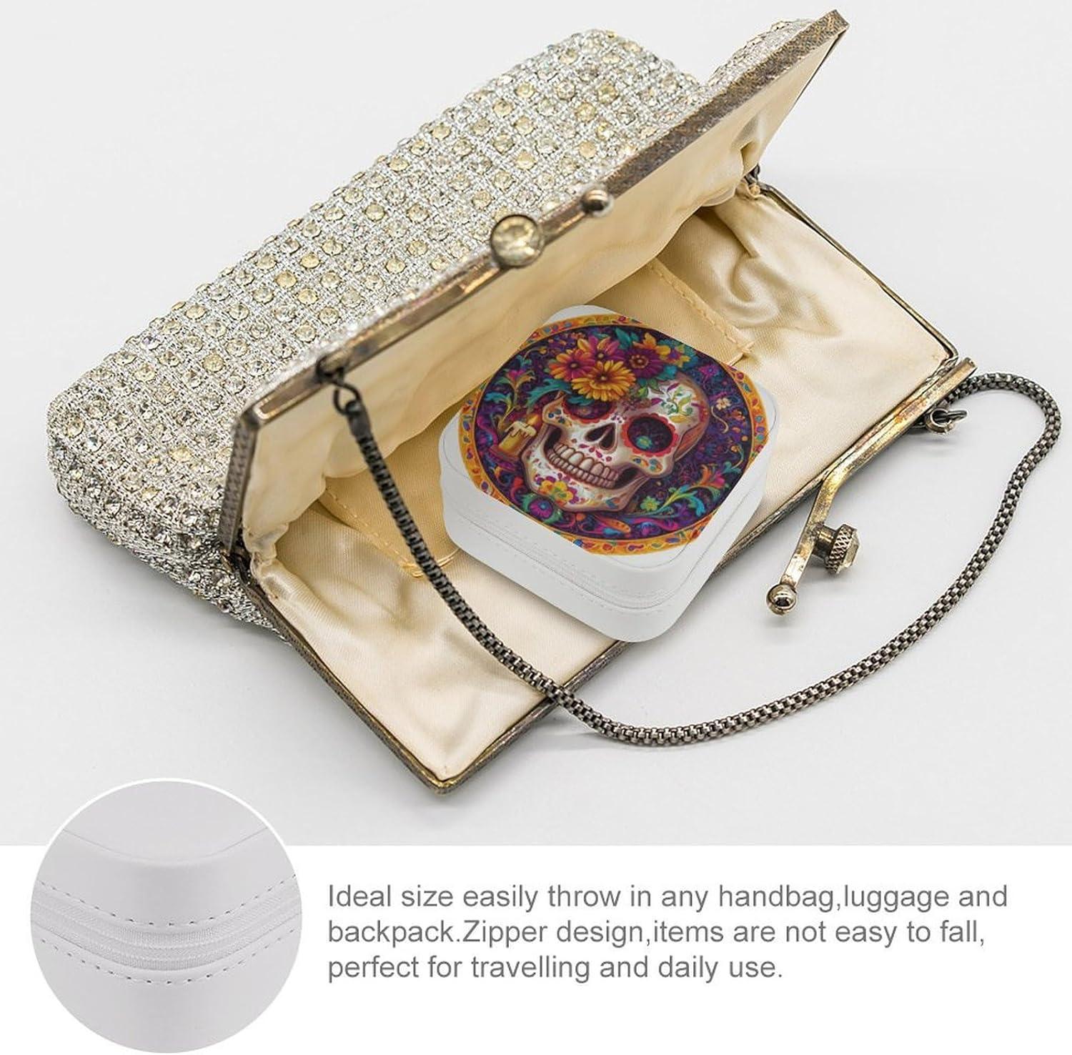 Colorful Skull Travel Jewelry Case for Women
