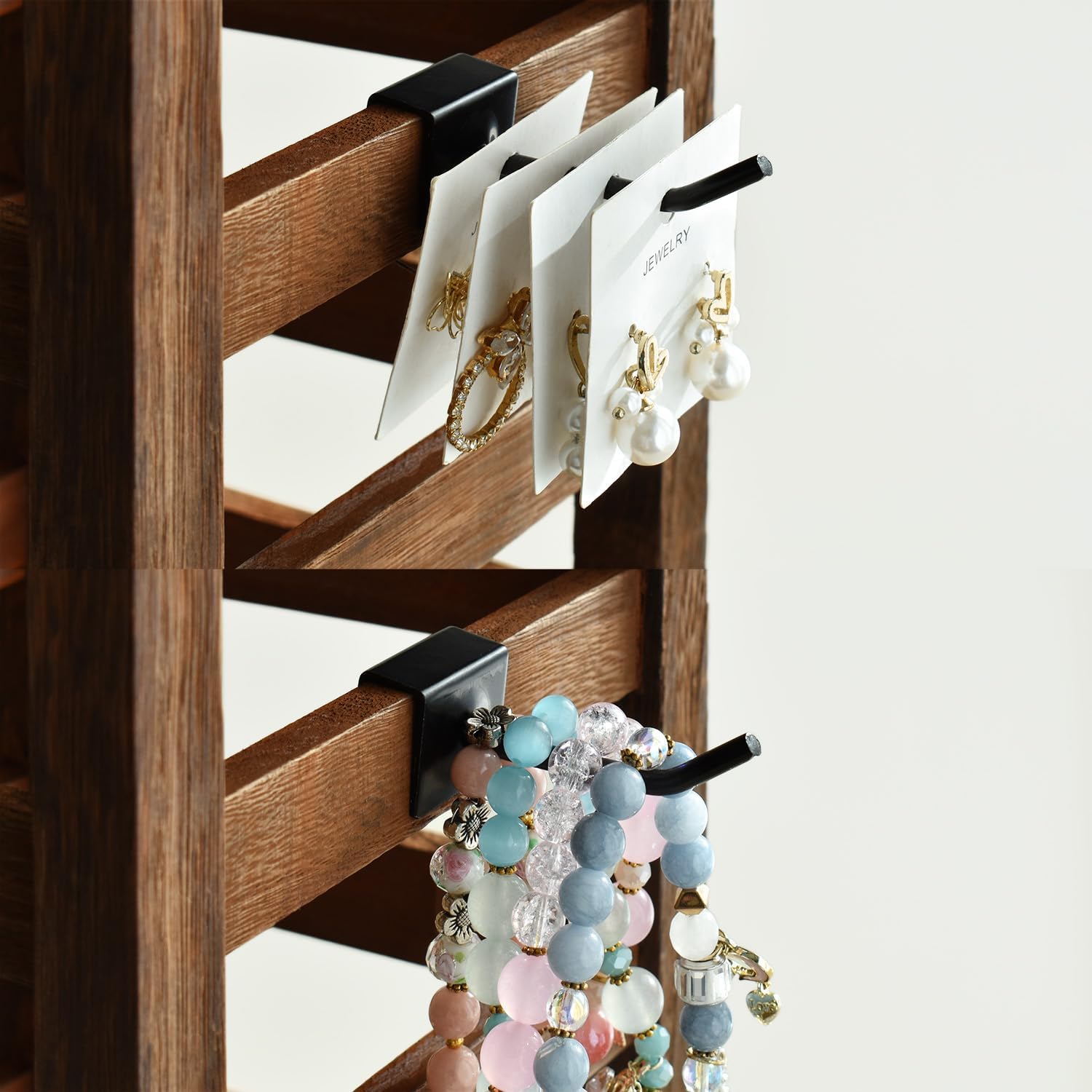Ikee Design 5 Tiers Rotating Jewelry Display Tower with 42 Hooks