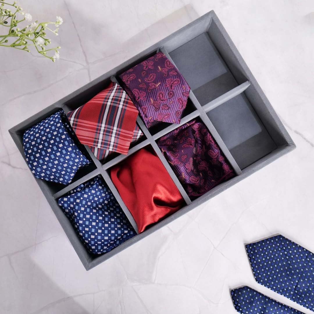 La Trove Tie and Pocket Square Organizer Tray with 8 Slots