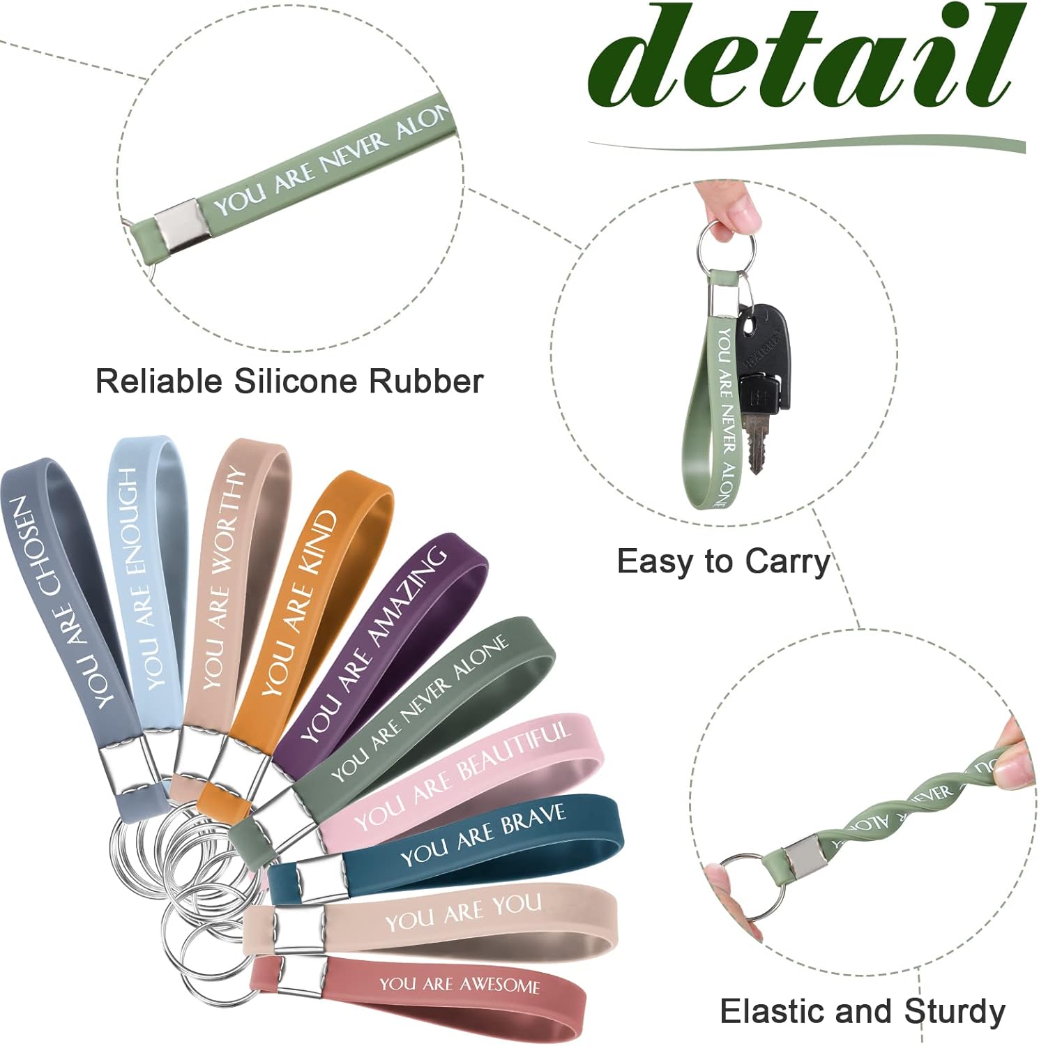 120 Pcs Inspirational Quote Key Chains Motivational for Team and Office