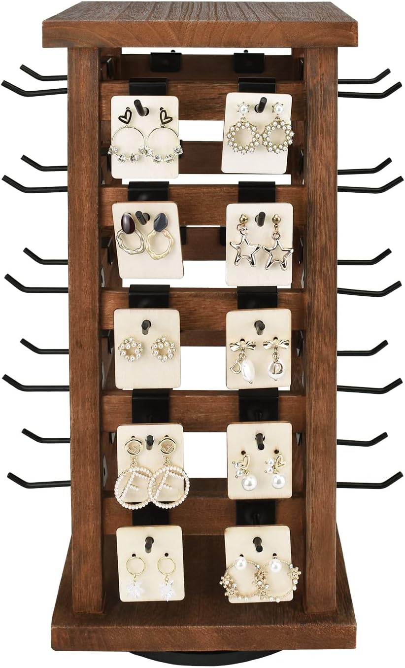 Ikee Design 5 Tiers Rotating Jewelry Display Tower with 42 Hooks