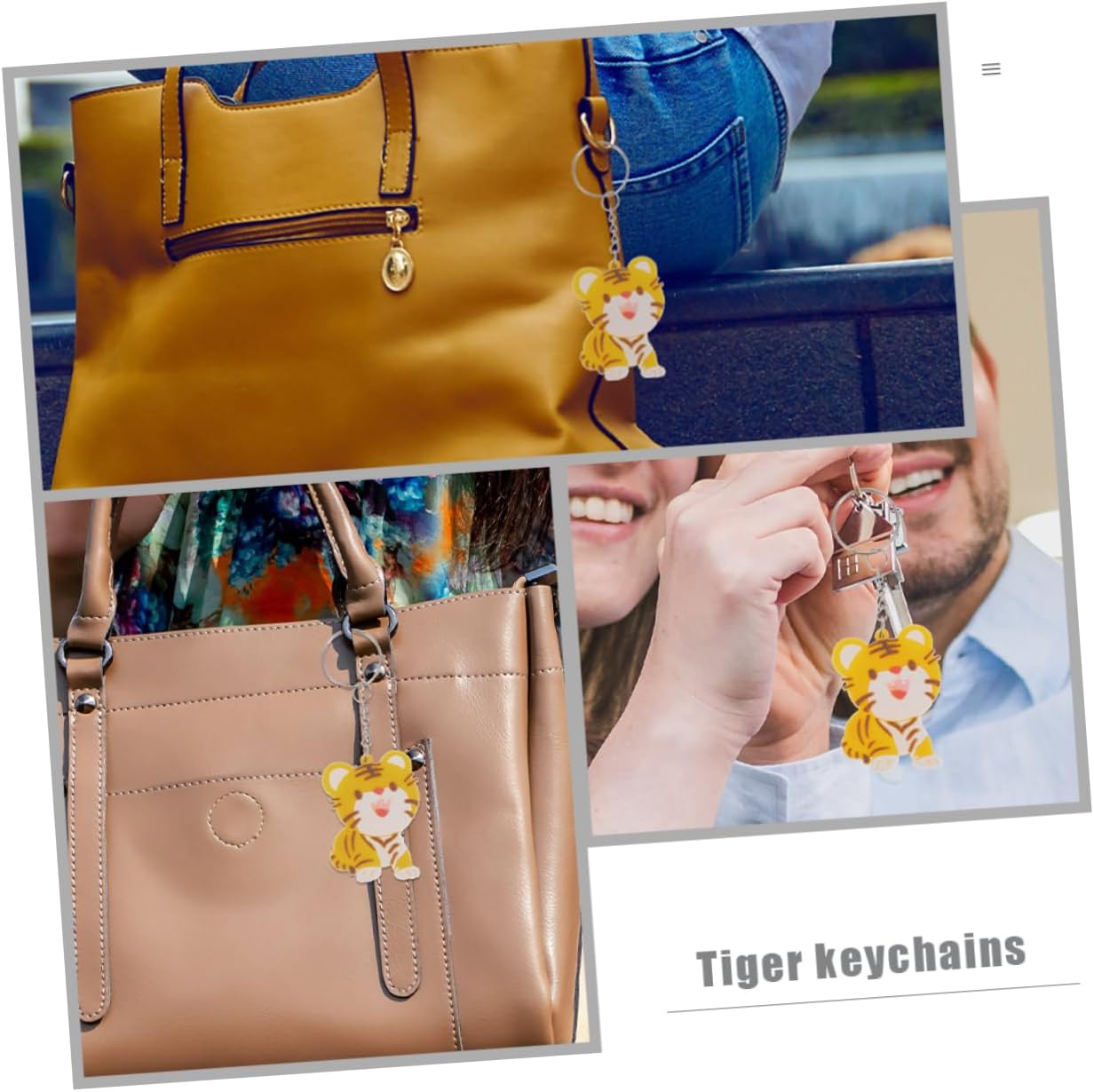 30 Sets Cartoon Tiger Keychains for Bags and Luggage
