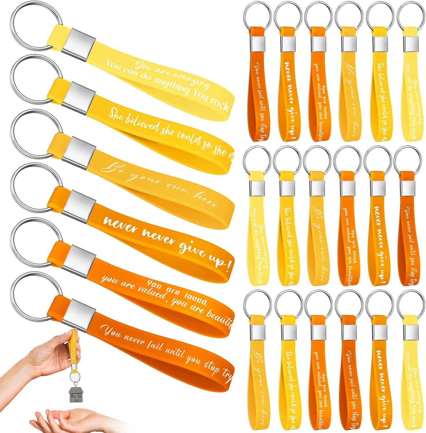 Sasylvia 24 Pcs Inspirational Quote Keychains for Women Men Girls Gifts
