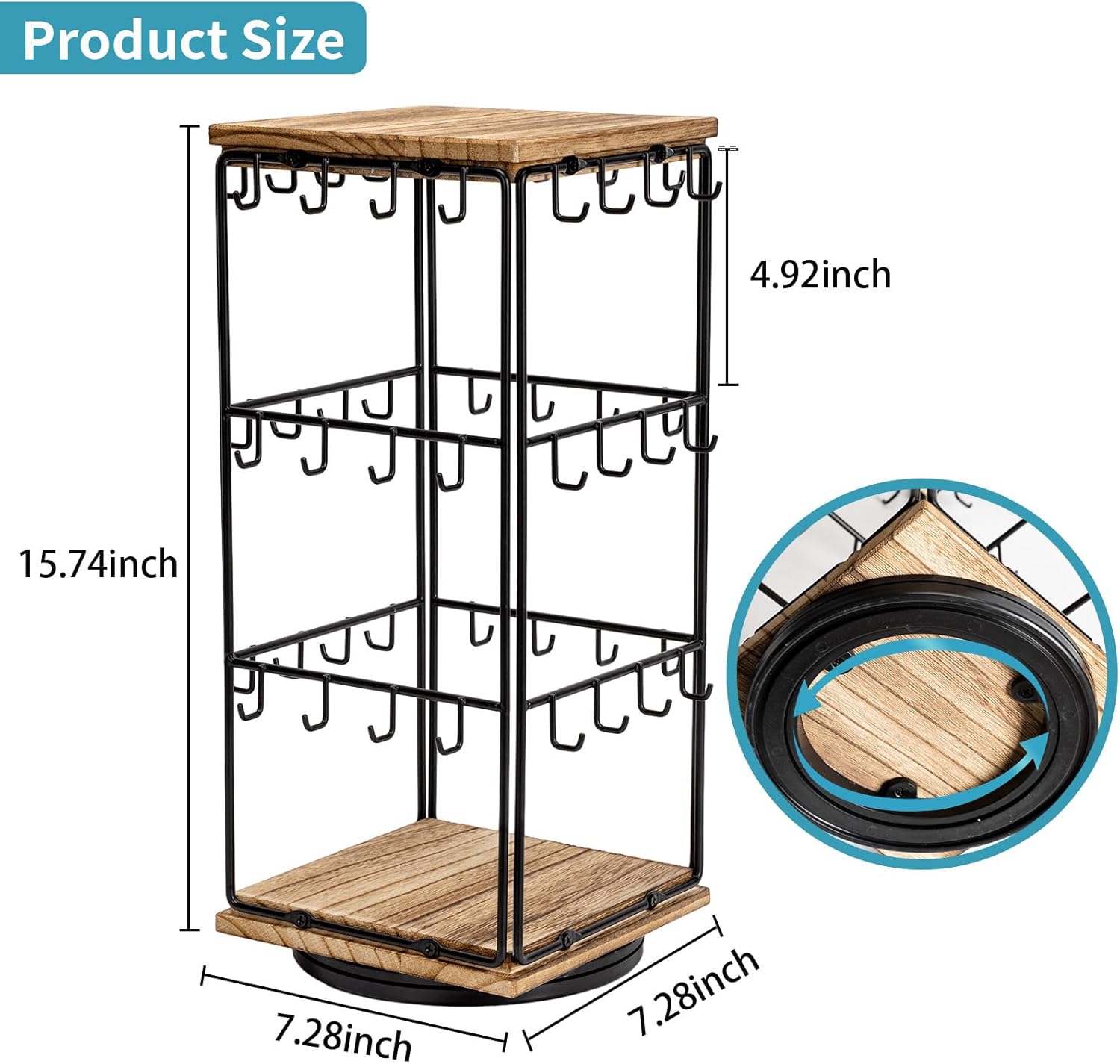 360 Rotating Earring Display Stand with 48 Hooks
