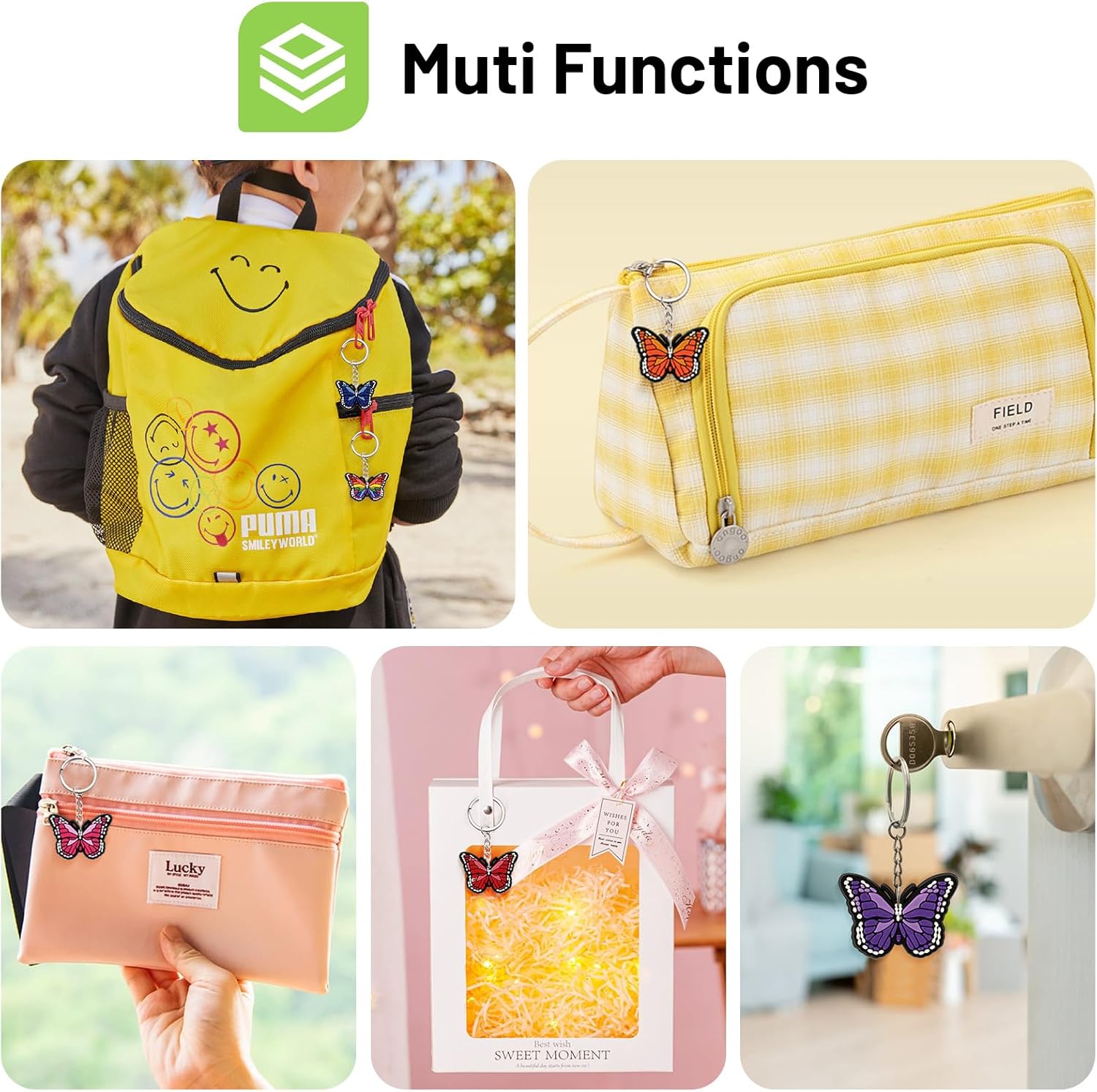 24 Pack Butterfly Keychains Cute Party Favor Gift