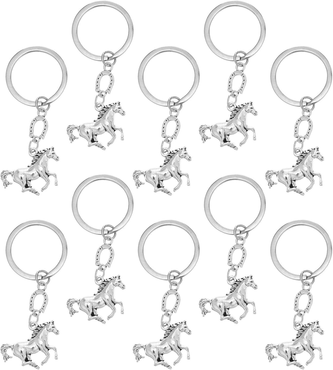 LOGOFUN 20pcs Horse Keychain with Horseshoe Design