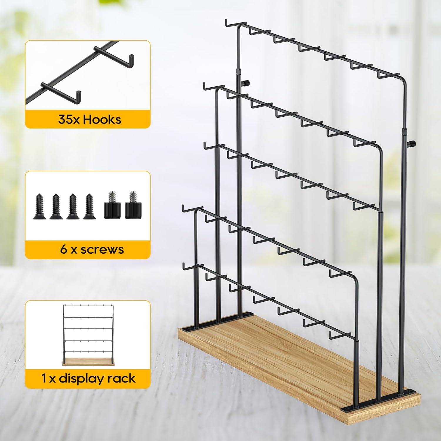 ORLESS Jewelry Display Stand with 35 Hooks