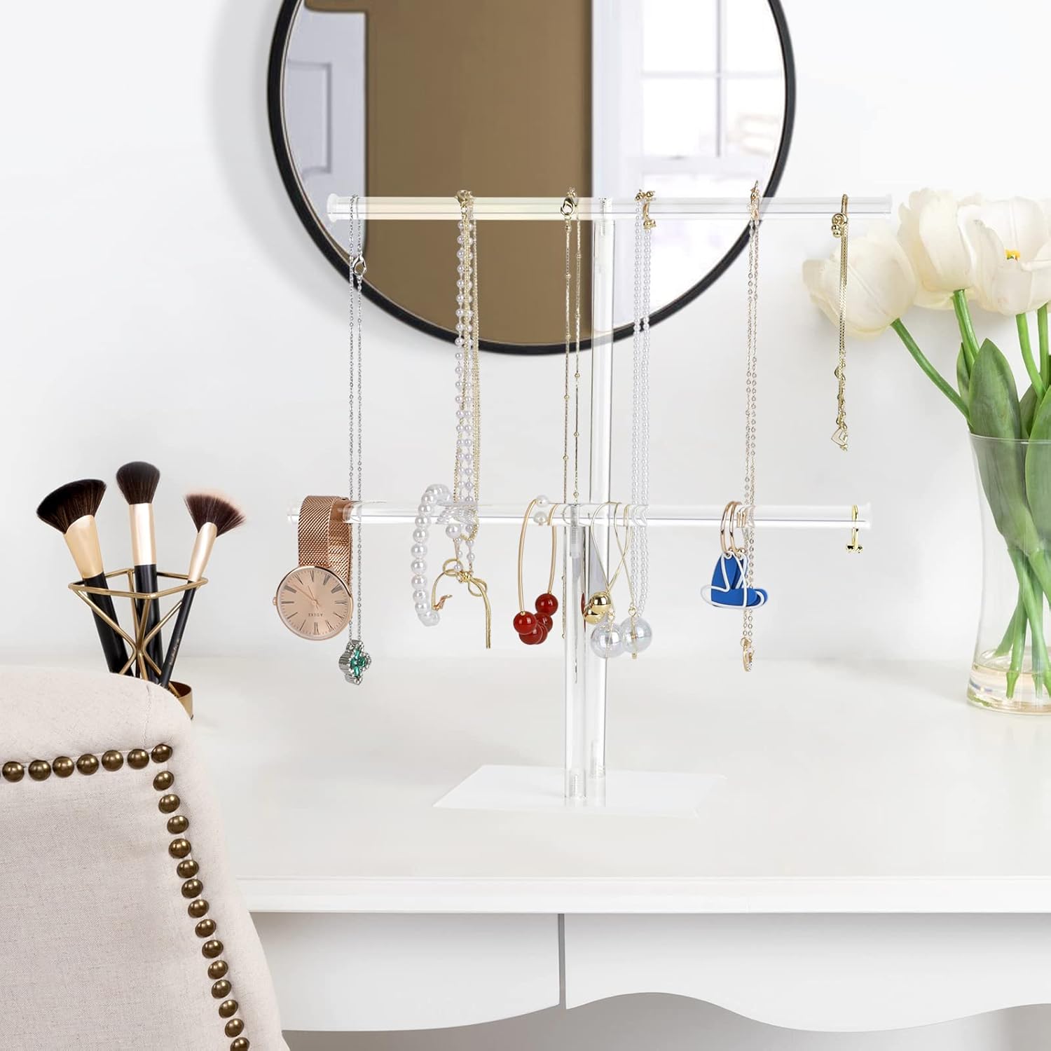 Suneerplay 2-Tier Jewelry Display Stand for Necklaces and Bracelets