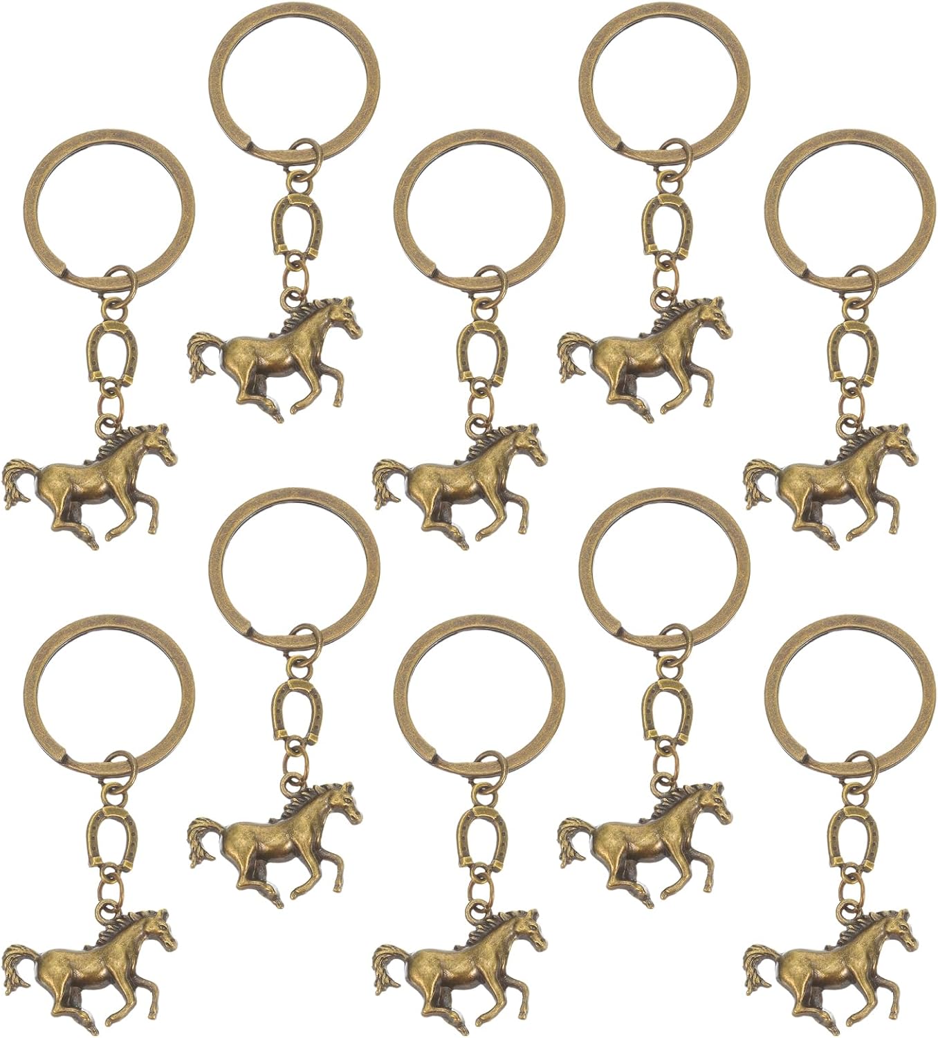 LOGOFUN 20pcs Horse Keychain with Horseshoe Design 1