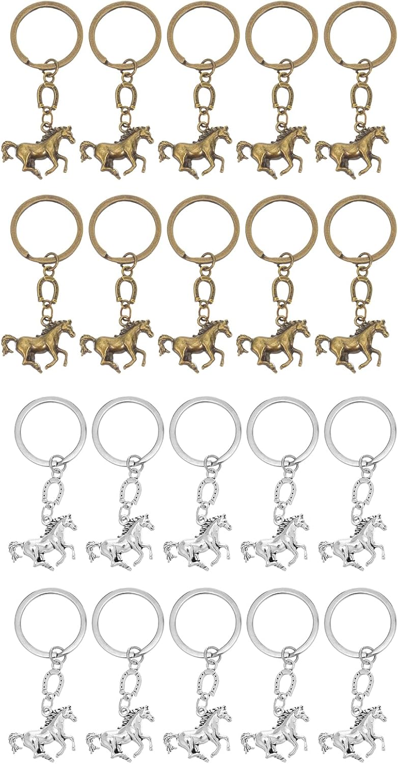 LUOZZY 20 Pcs Horse Year Keychain Set Metal