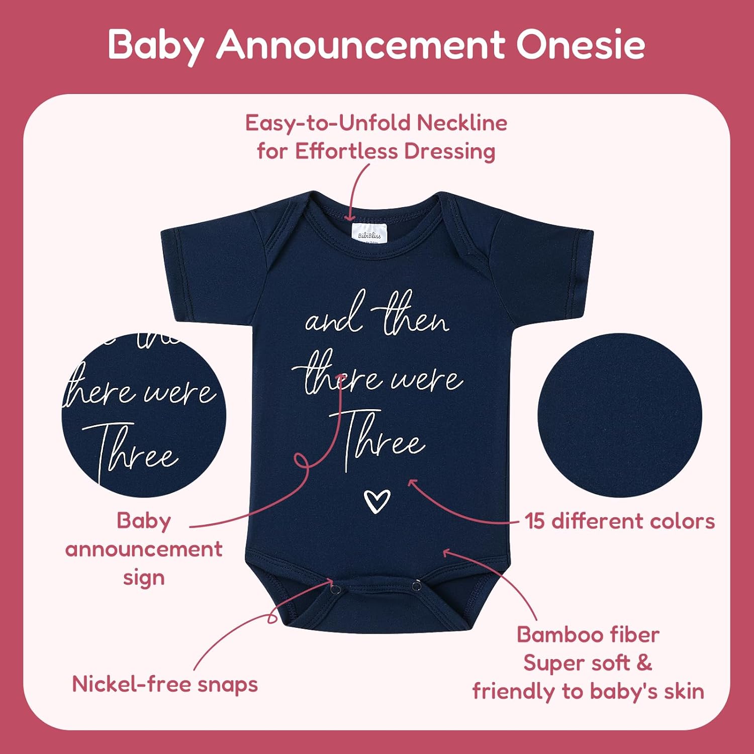 And Then There Were Three Funny Pregnancy Announcement Bodysuit