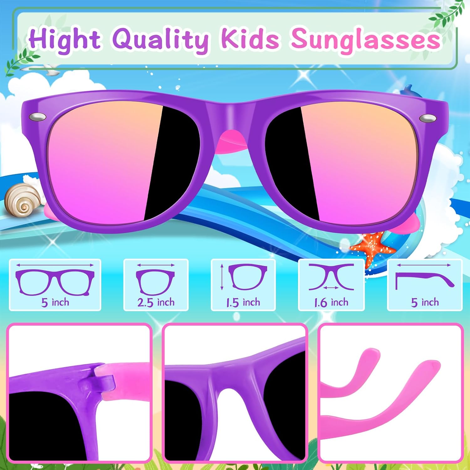 Kids Sunglasses Bulk 8PCS Translucent Party Favors