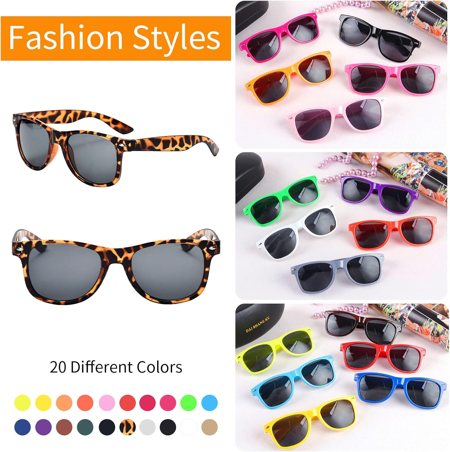 20 Pairs Retro 70s 90s Sunglasses for Adults and Teens