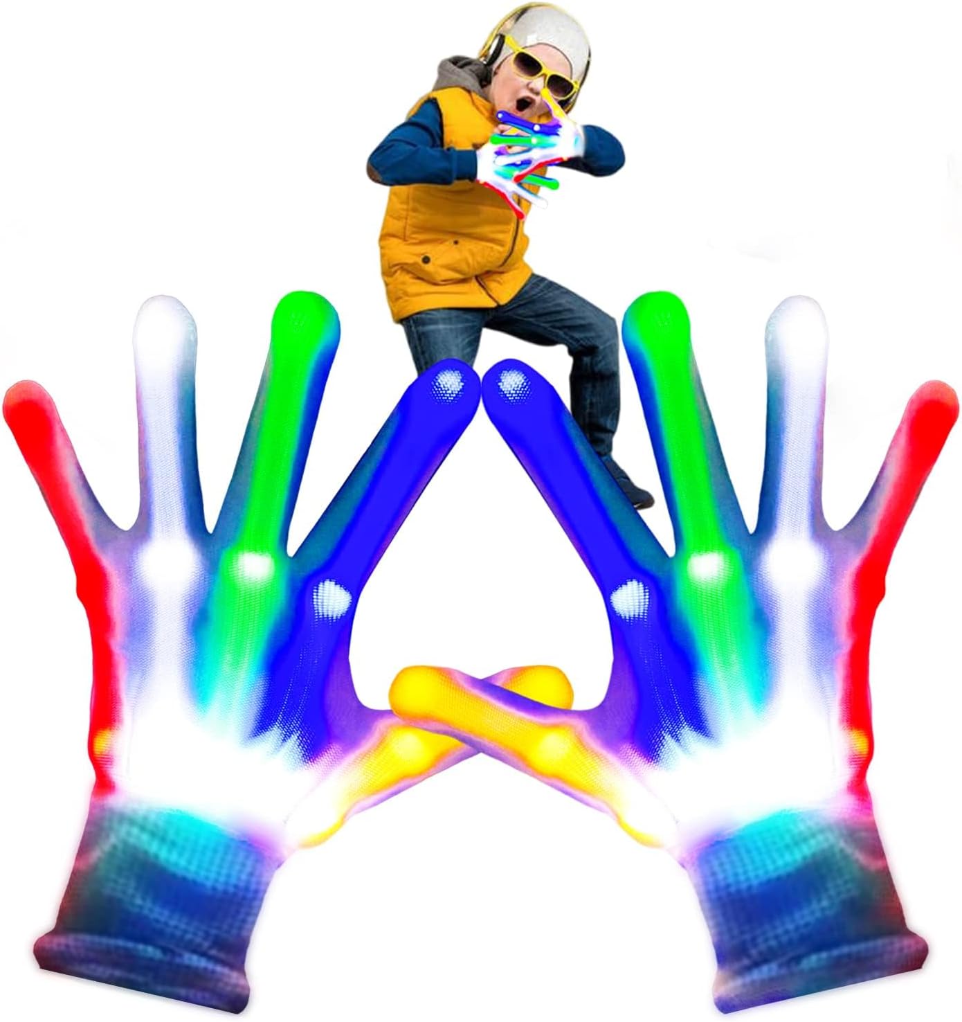 Rainbow LED Gloves for Kids Cool Toy Party Gift