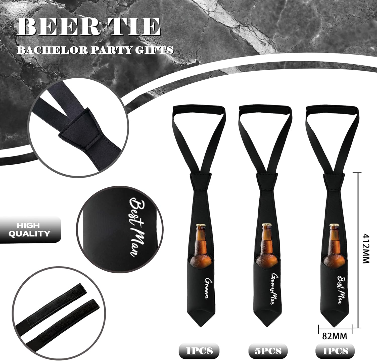 PartyGiftsbeyond Groomsmen Proposal Gifts 7pcs Funny Bottle Can Holder Necktie