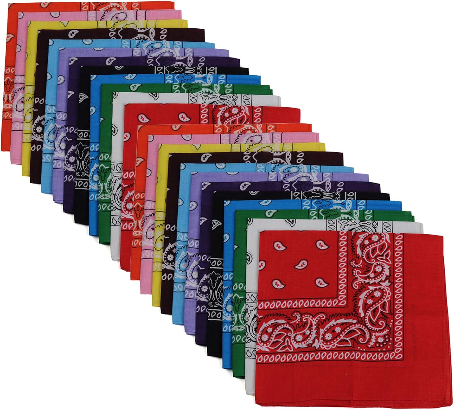 24pcs 22x22 Inch Cotton Paisley Bandanas