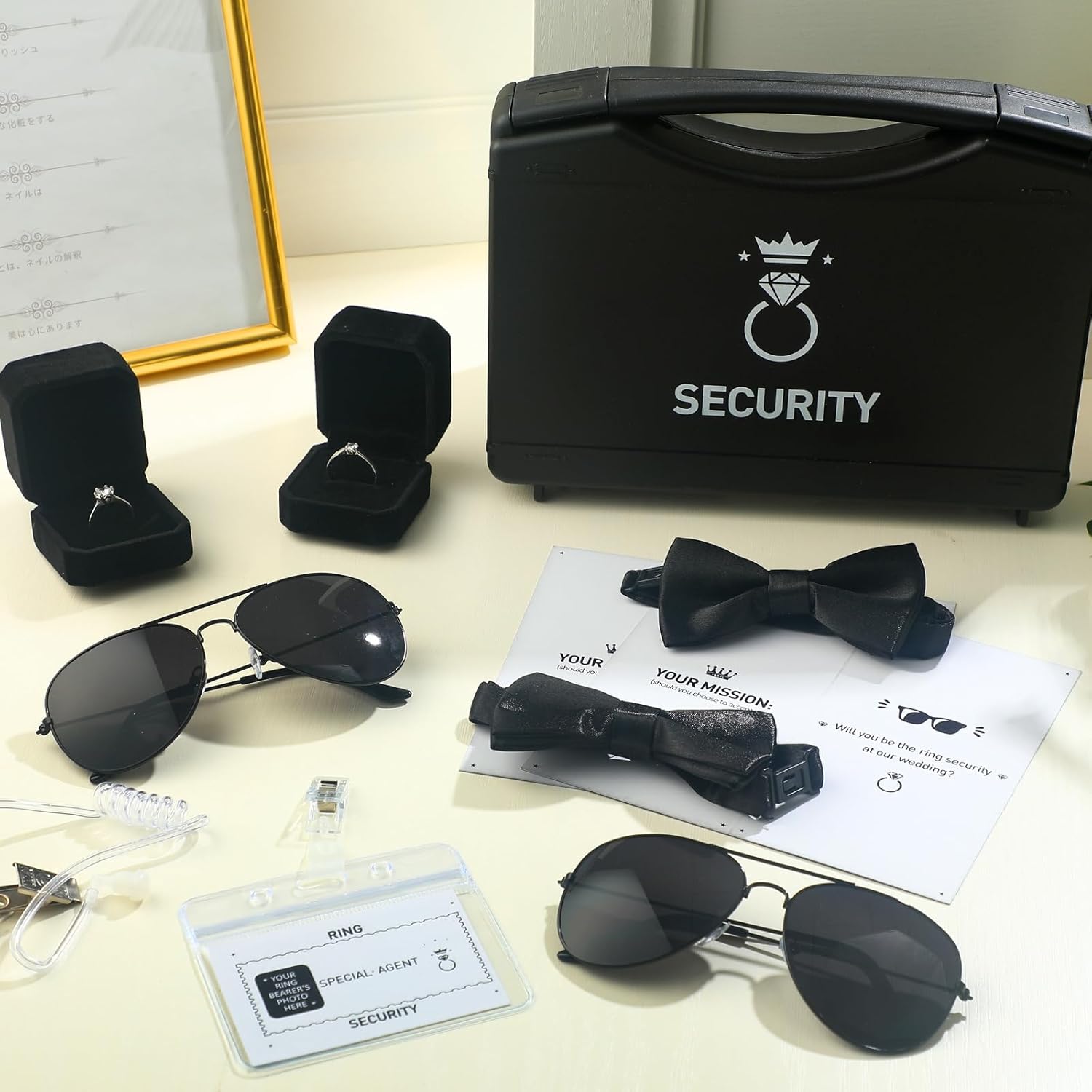 Mepase 24 Pcs Ring Bearer Security Set for Boys Black