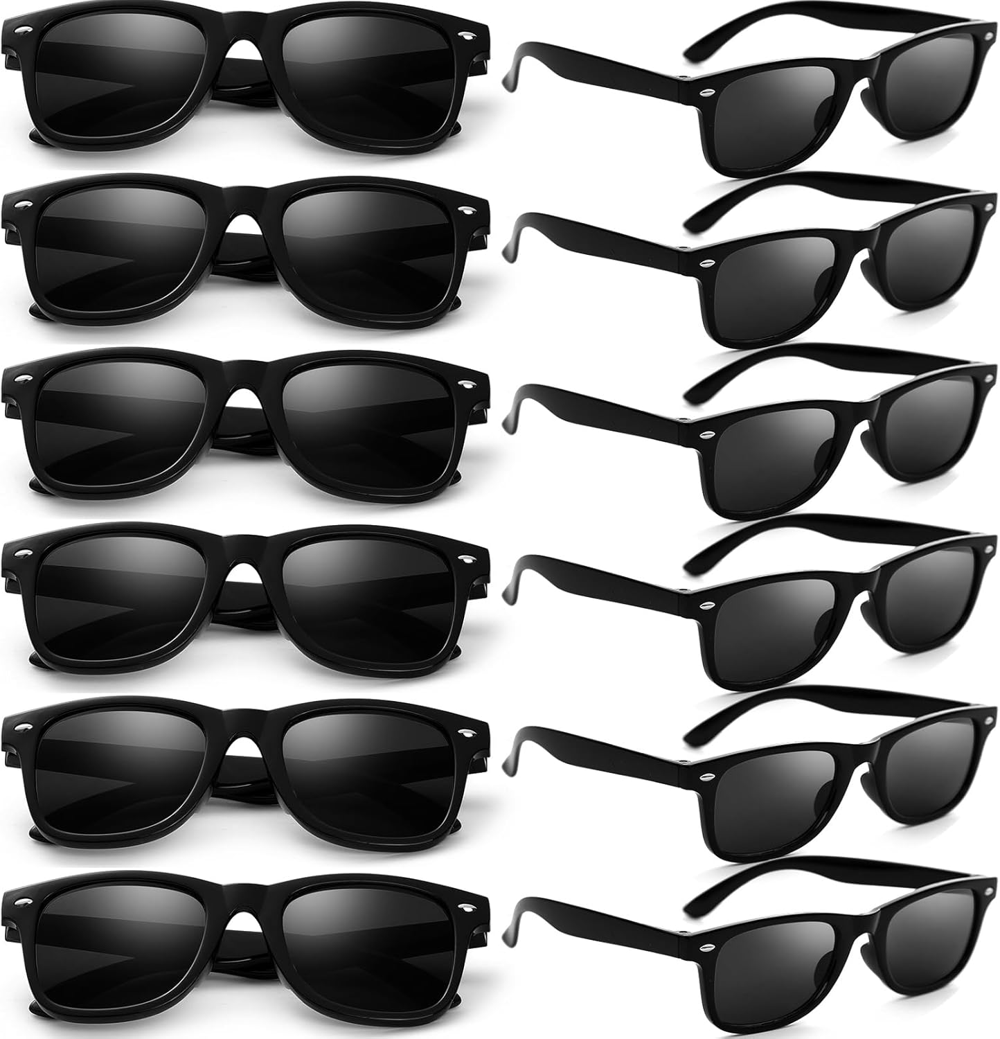 Dwenarry Retro Black Sunglasses Pack of 12 for Men Women
