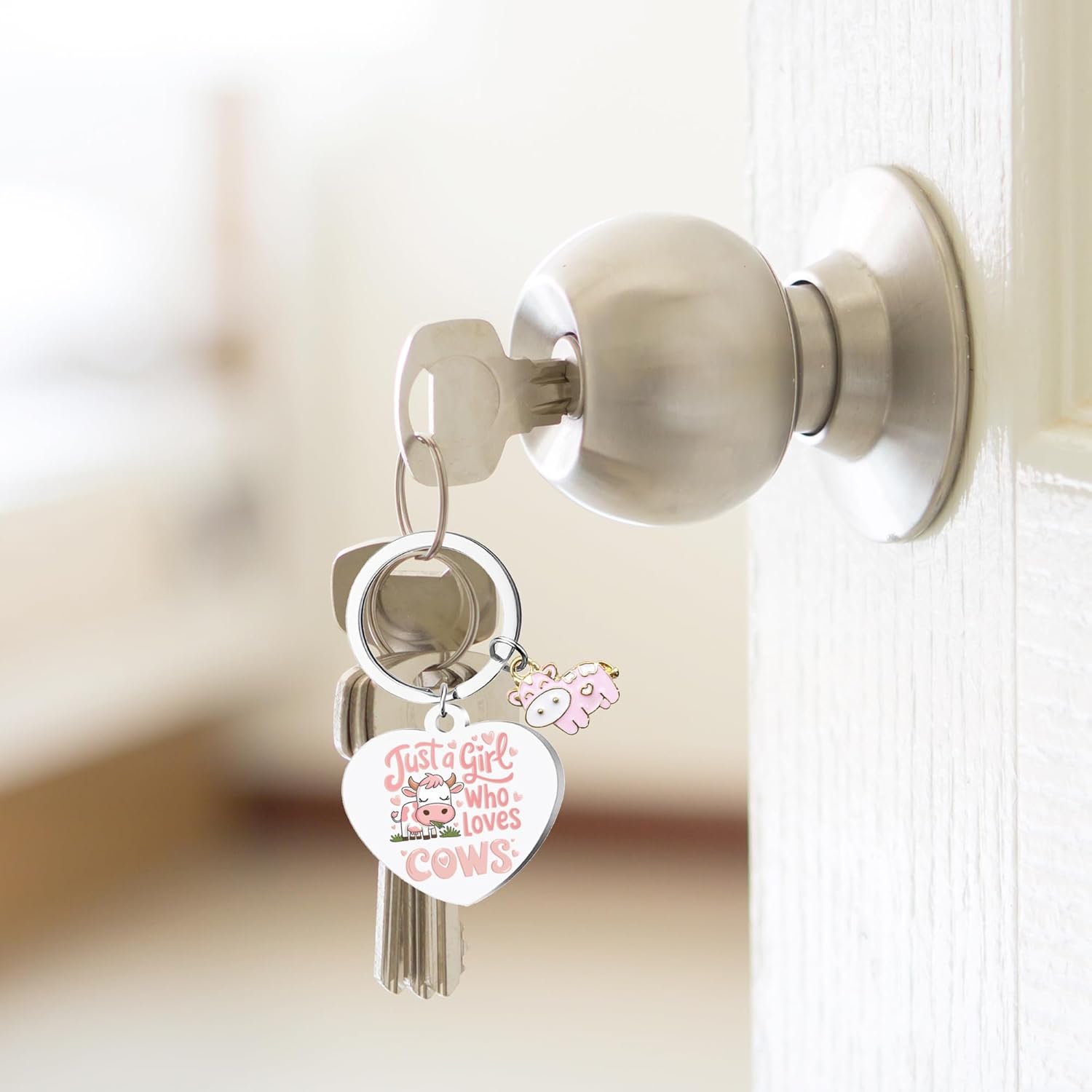 Cute Cow Keychain for Girls and Cowgirls