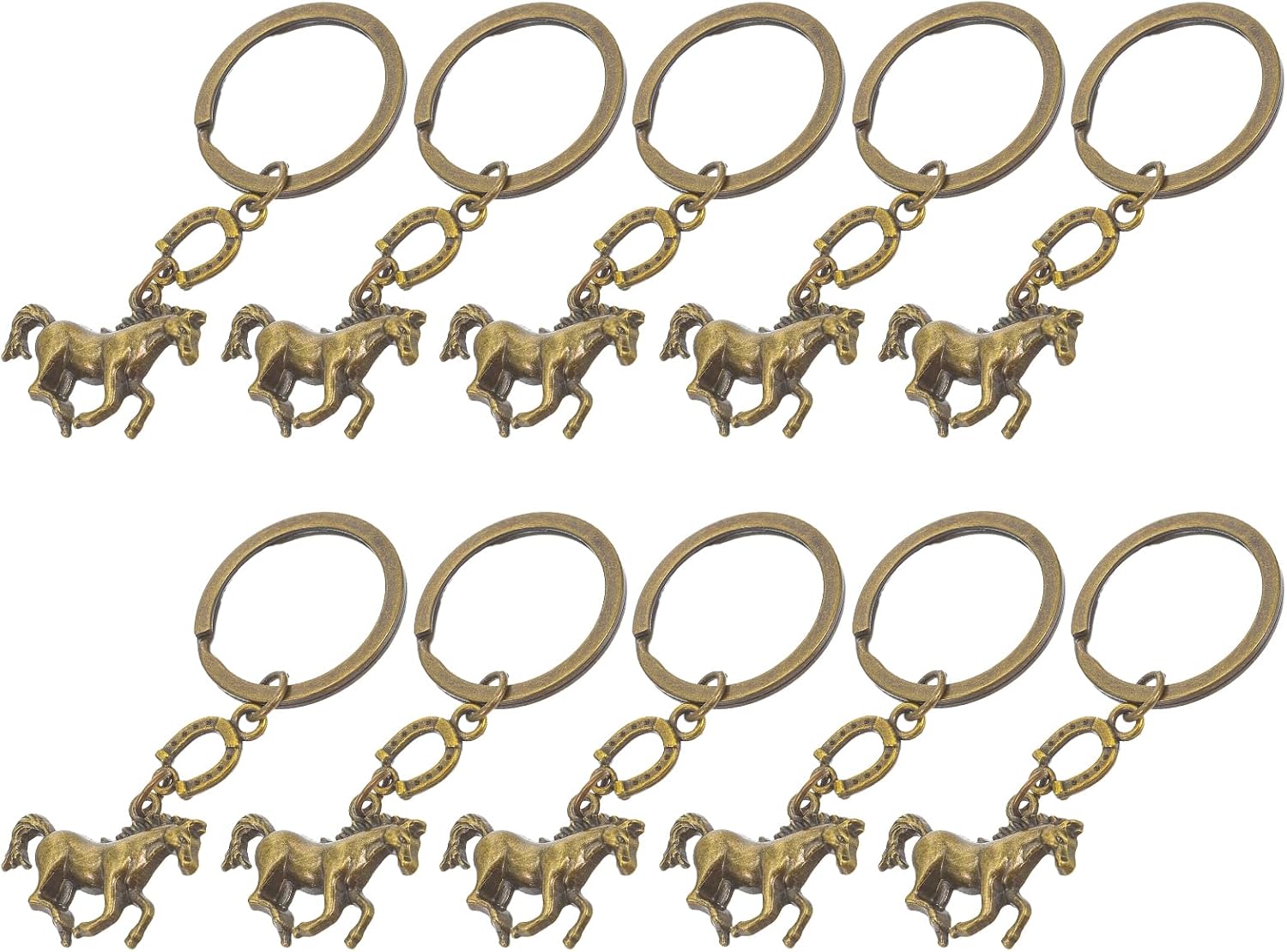 LOGOFUN 20pcs Horse Keychain with Horseshoe Design 1