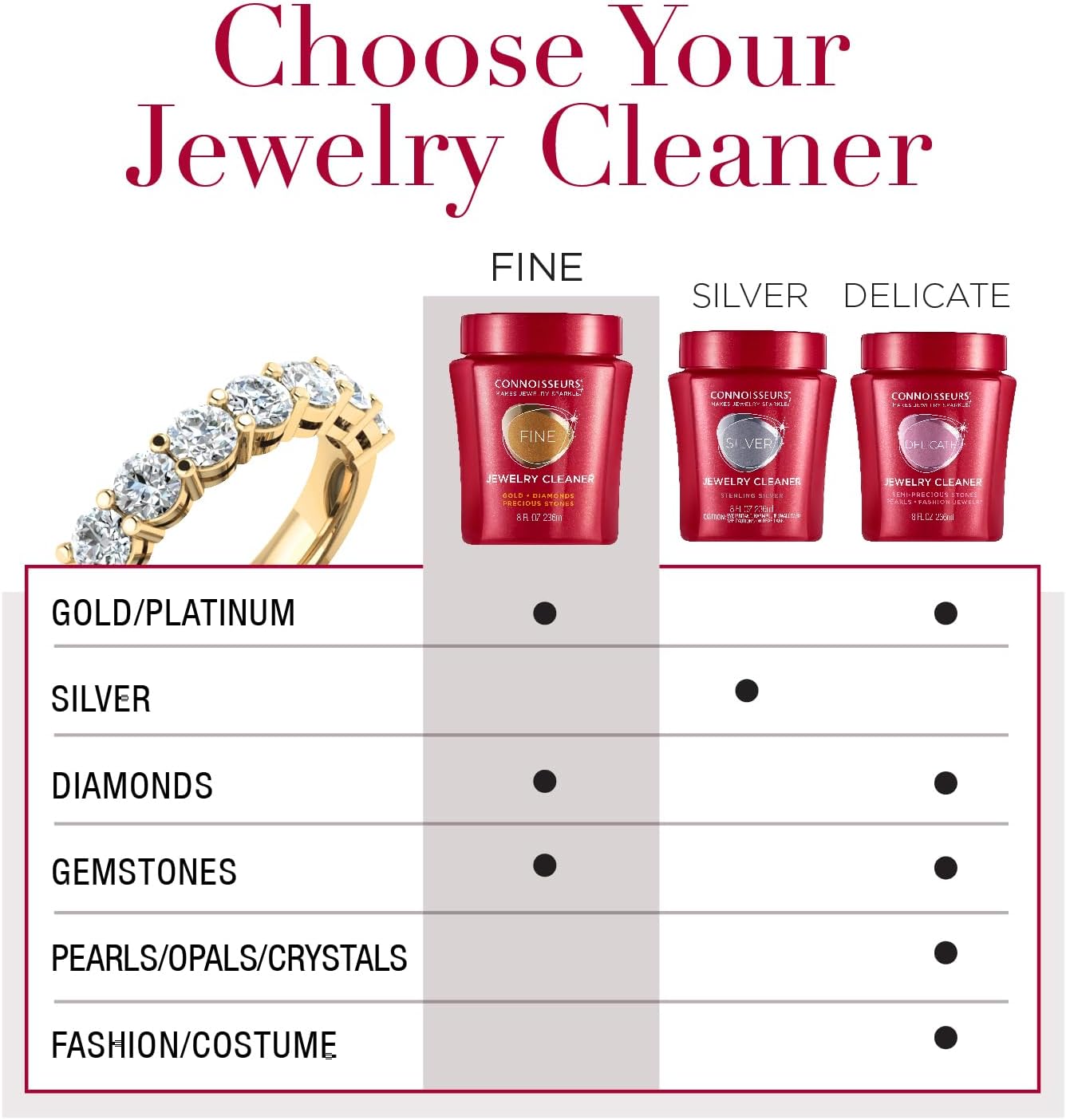 CONNOISSEURS Premium Jewelry Cleaner 96oz Value Size