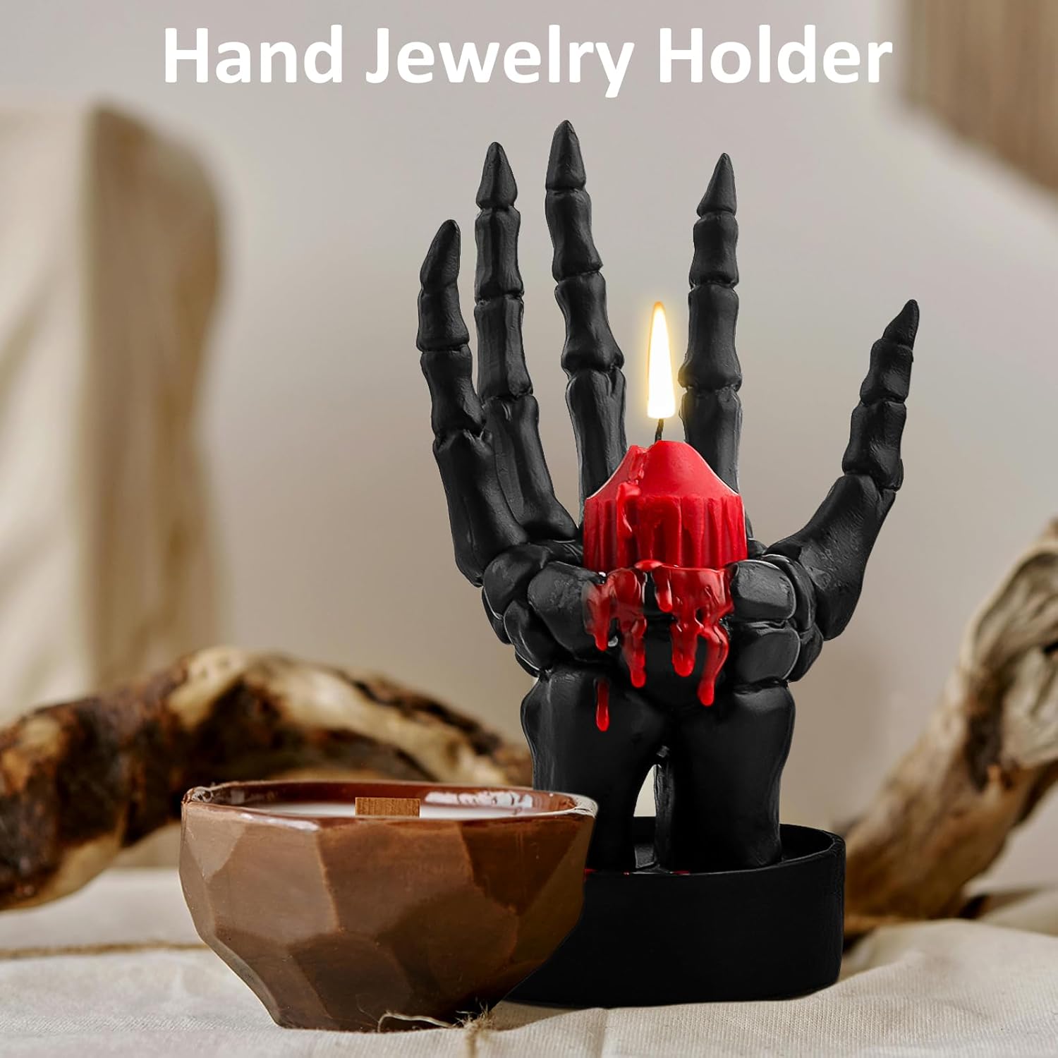 Skeleton Hand Ring Holder Gothic Halloween Decor Black