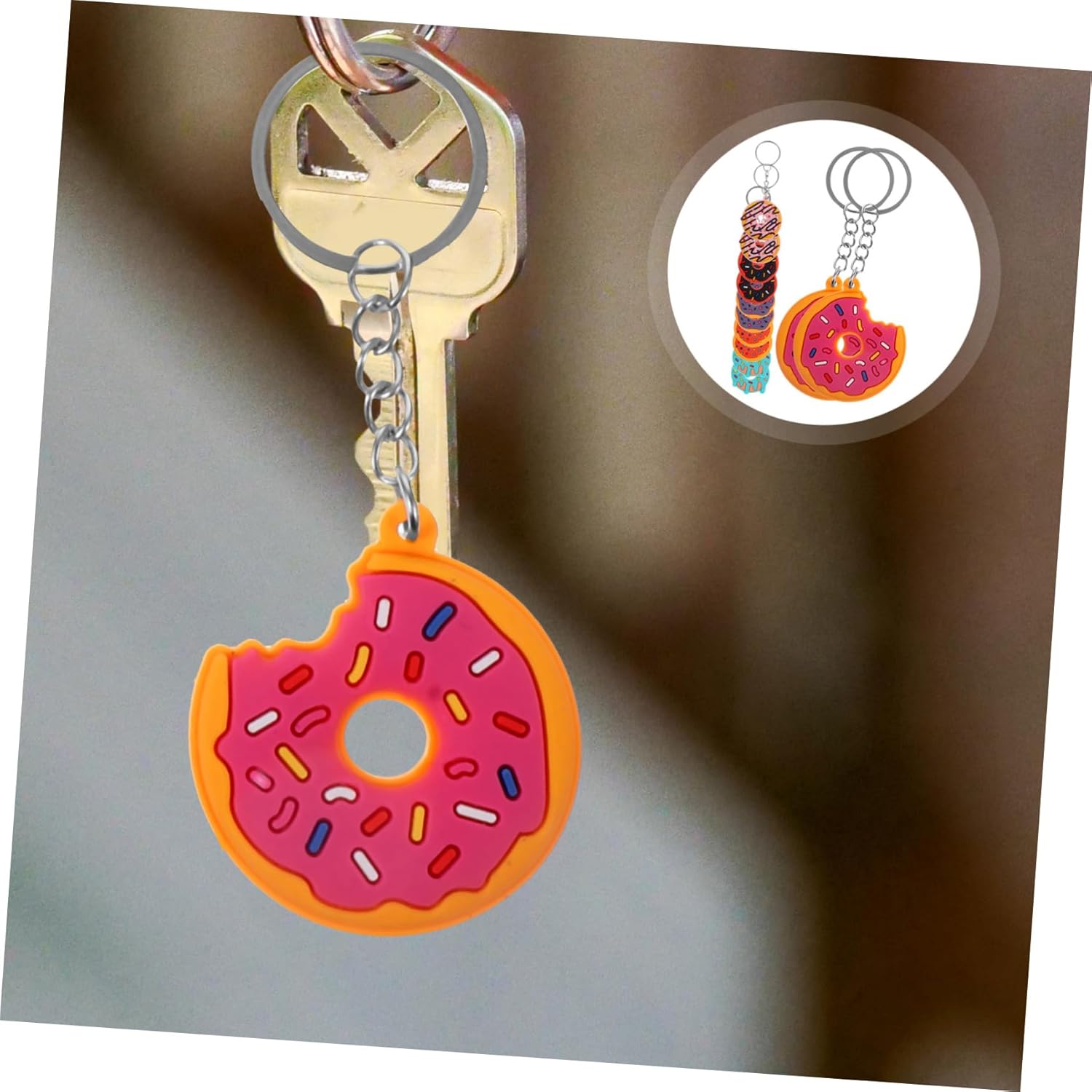 BESPORTBLE 12Pcs Cute Donut Design Keychain