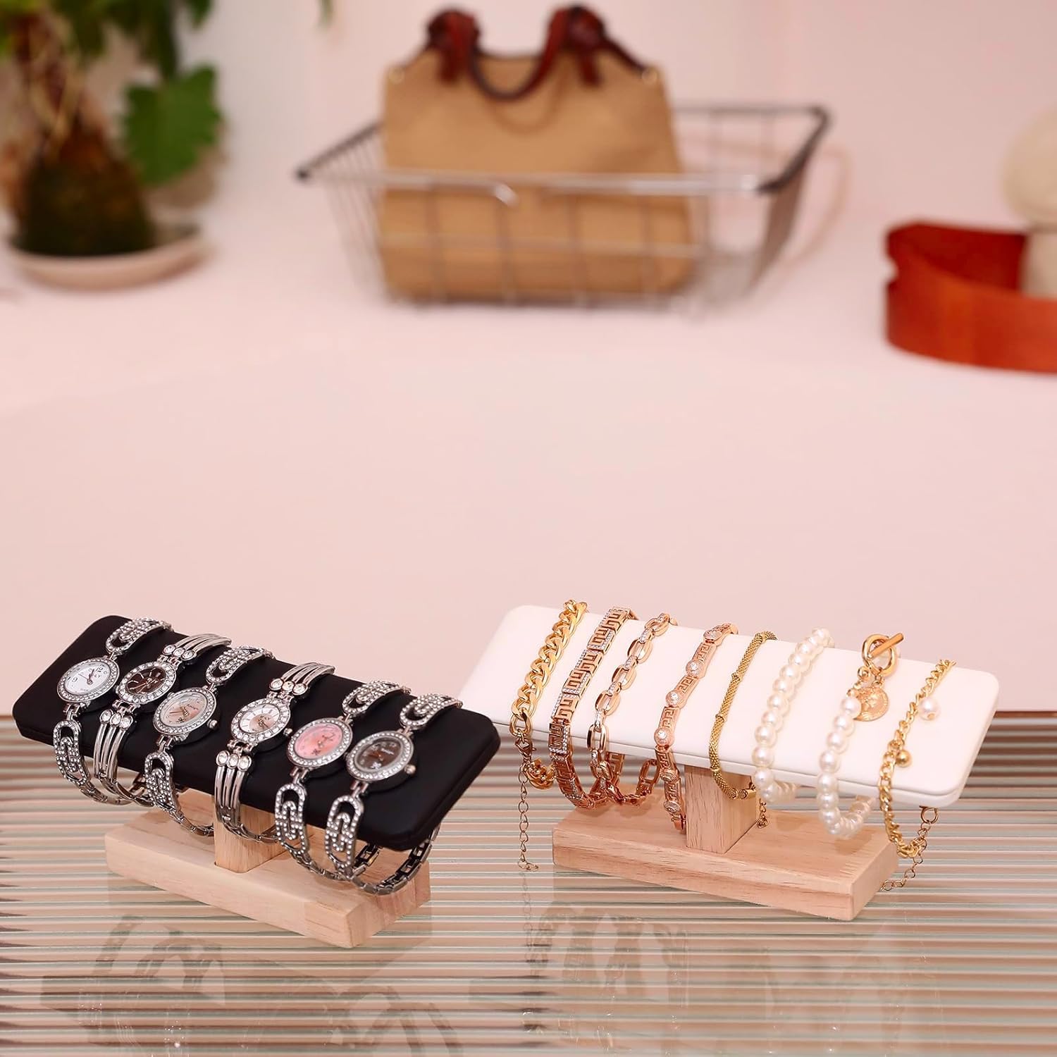 Modern T-Shaped Wooden Jewelry Display Stand