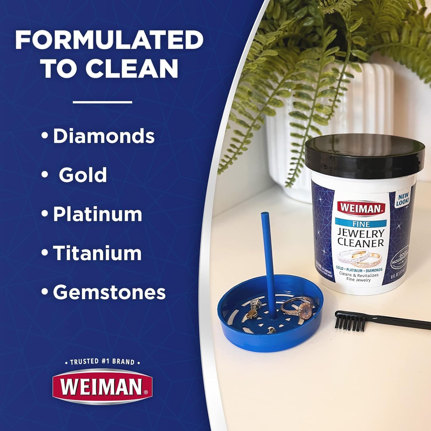 Weiman Fine Jewelry Cleaner Liquid with Brush 6 Oz 1