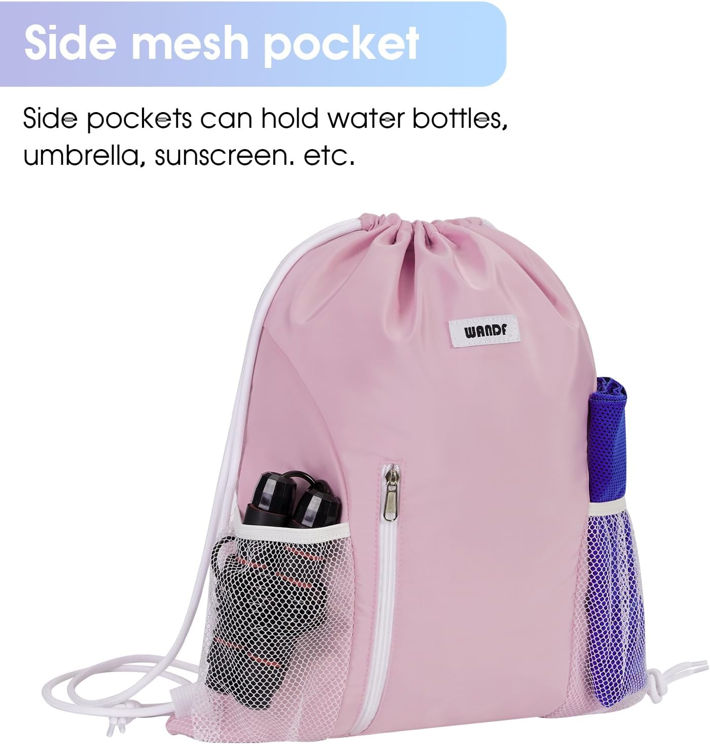 WANDF Drawstring Backpack for Men Women