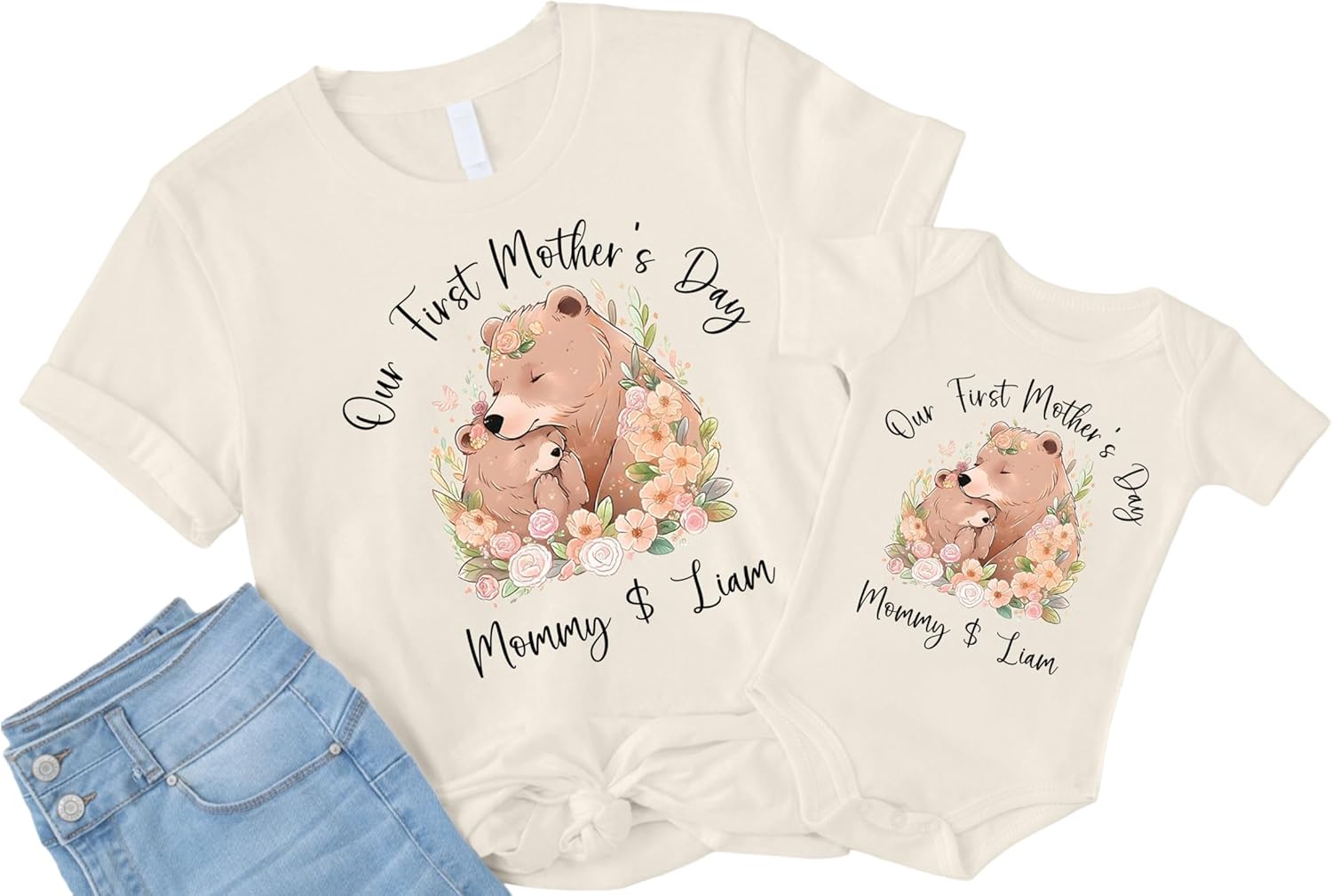 NAZENTI Mom Baby Matching First Mothers Day Shirts