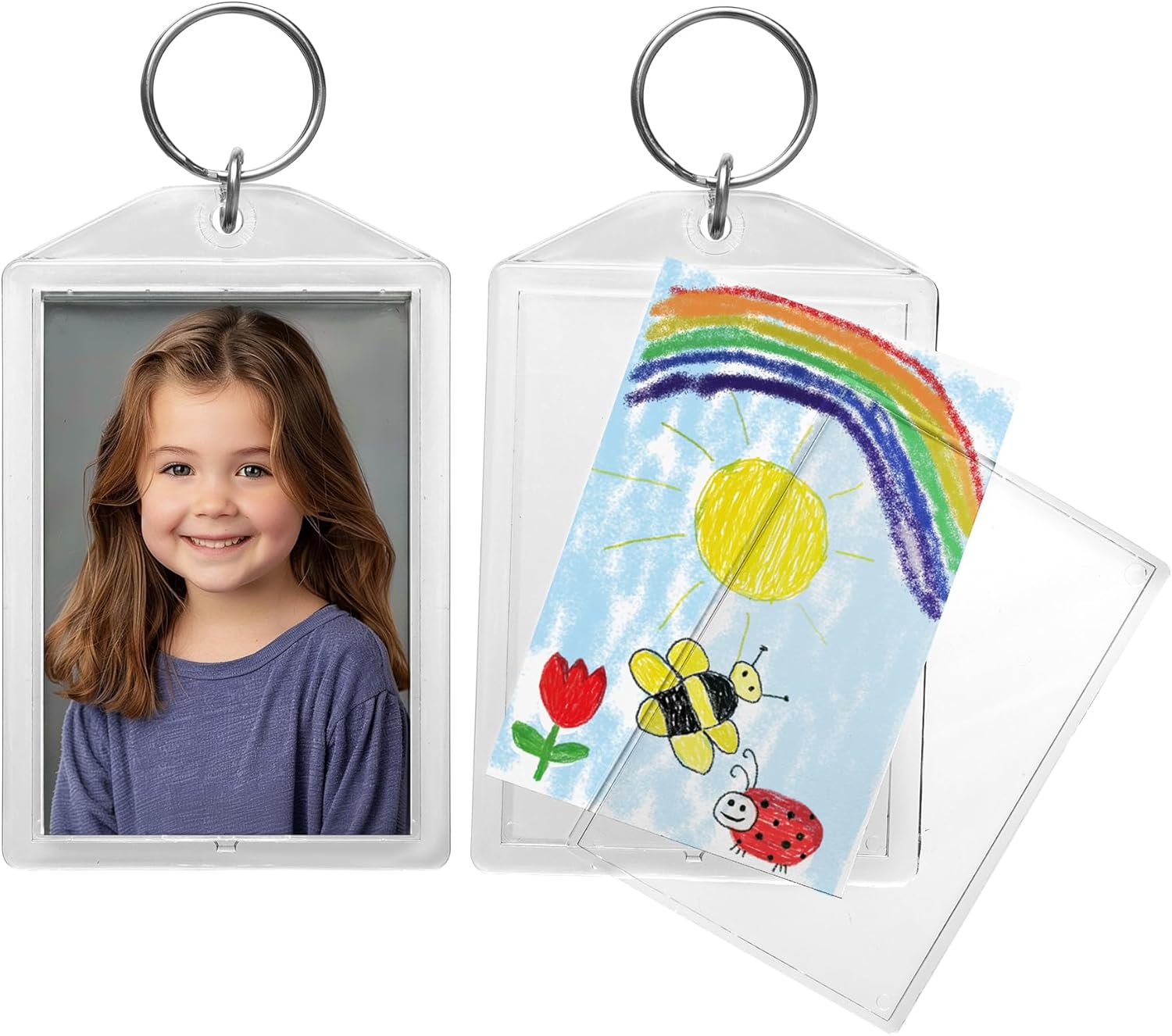 Acrylic Snap-in Photo Keychains with Two Inserts