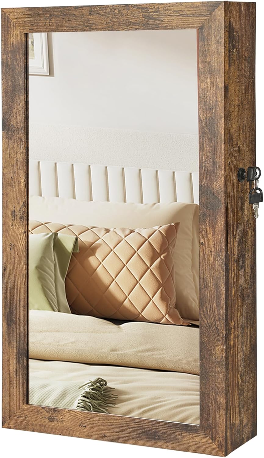 SONGMICS Lockable Jewelry Cabinet with Mirror UJJC051K01