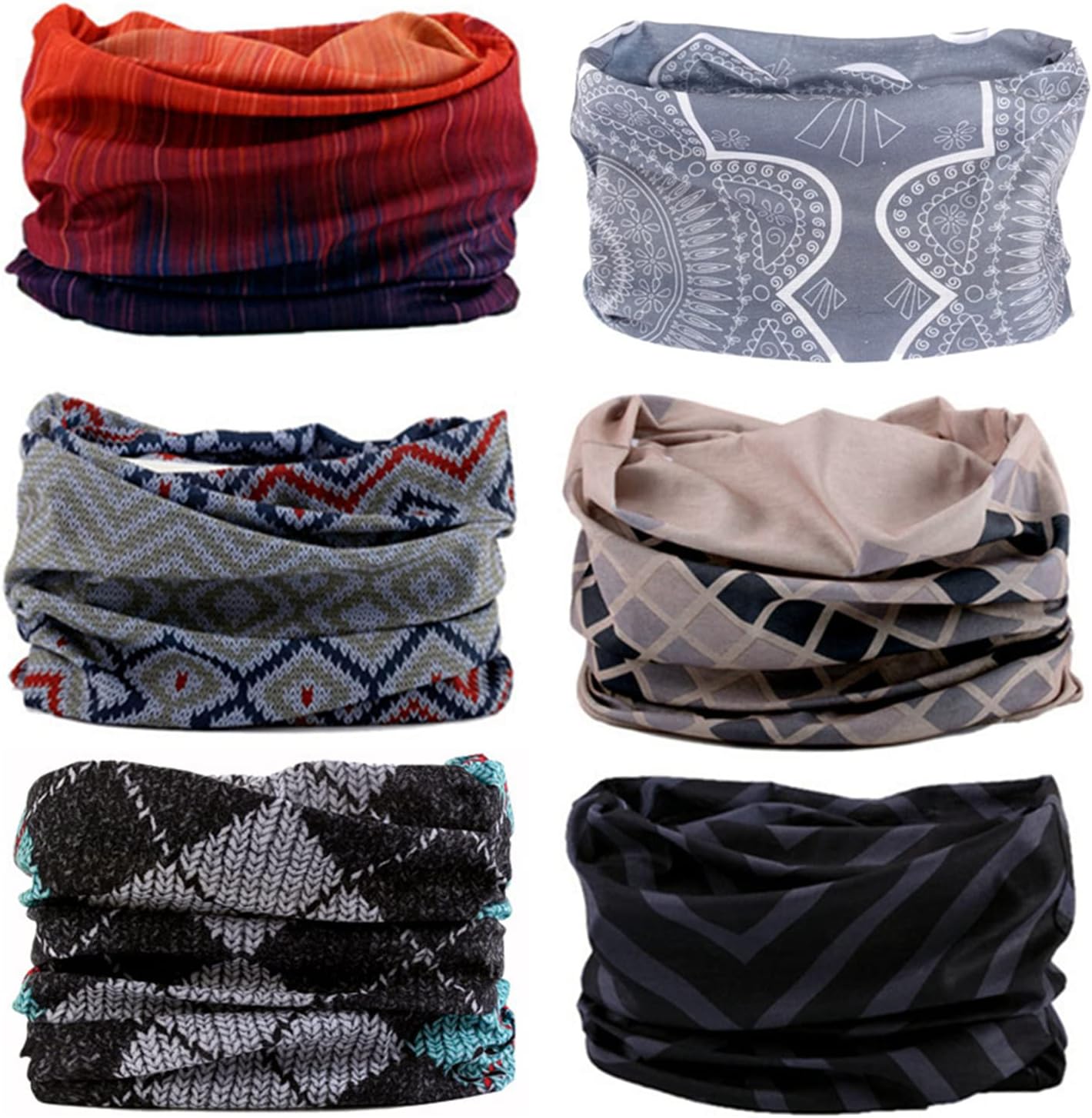 Zupro 6PCS Multi-Functional Headband Scarf Bandana for Men Women