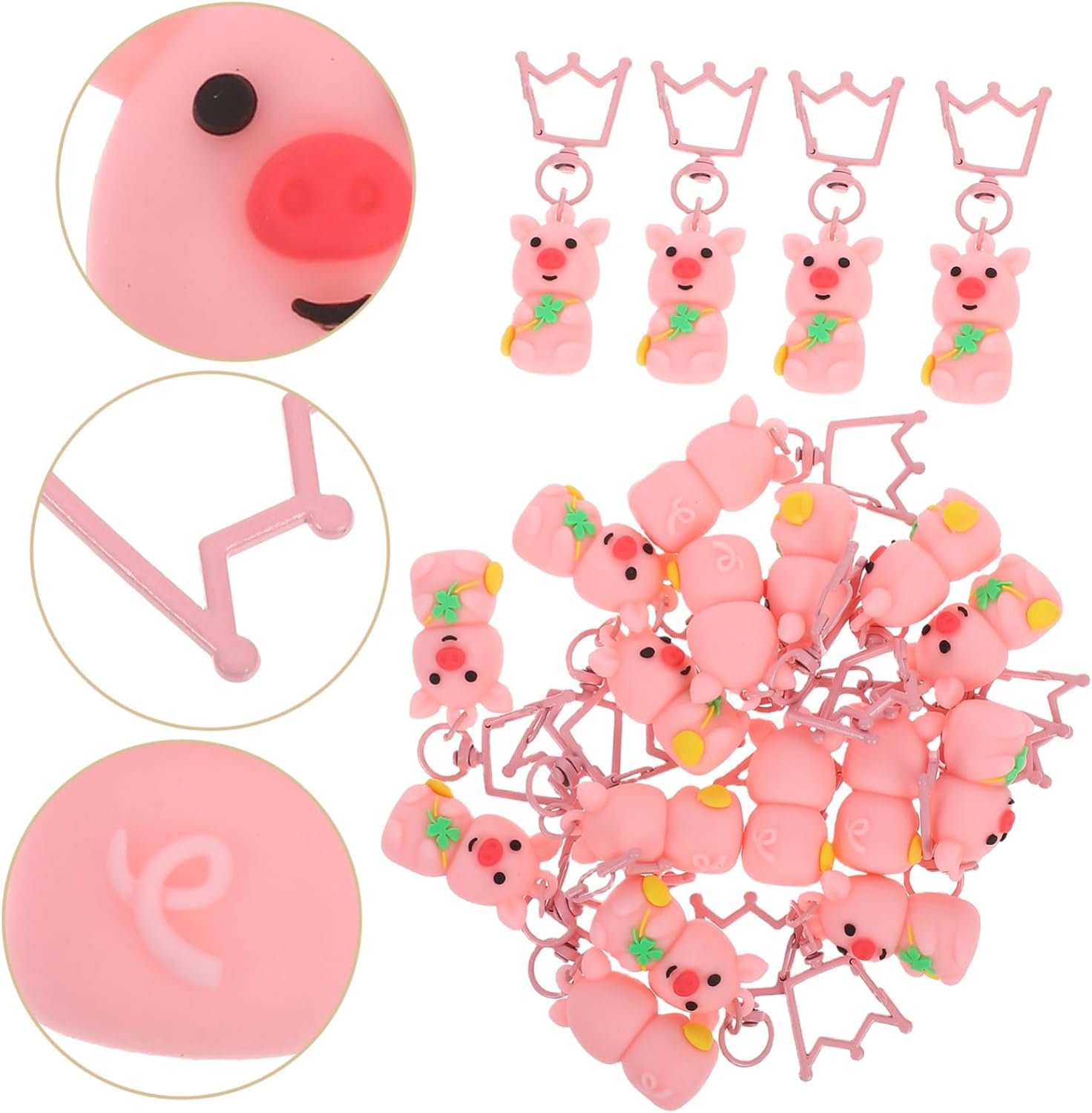 20pcs Cute Animal Keychains with Four Leaf Lucky Pendant