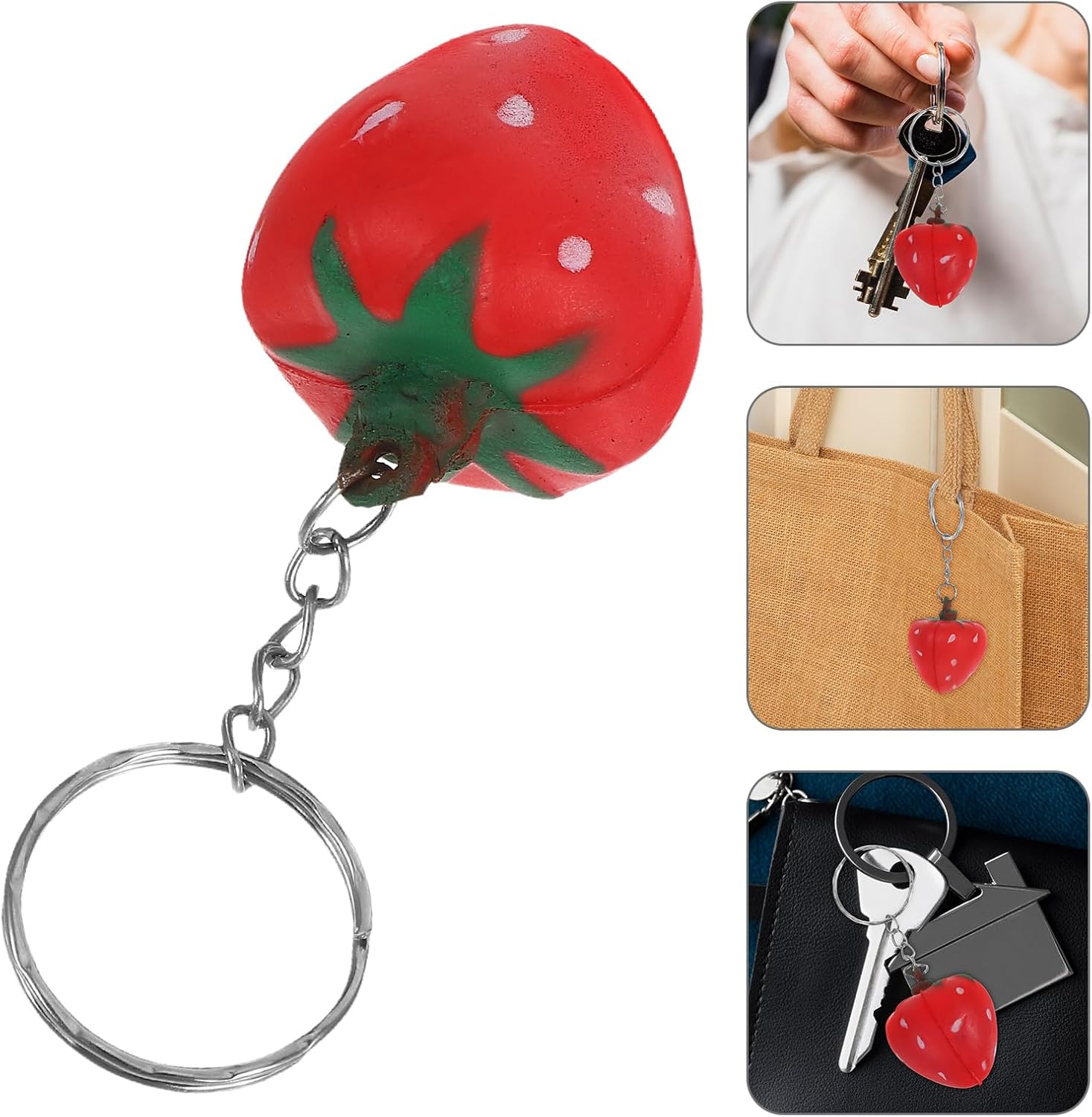 LOGOFUN 24PCS Realistic Watermelon Strawberry Keychain Set