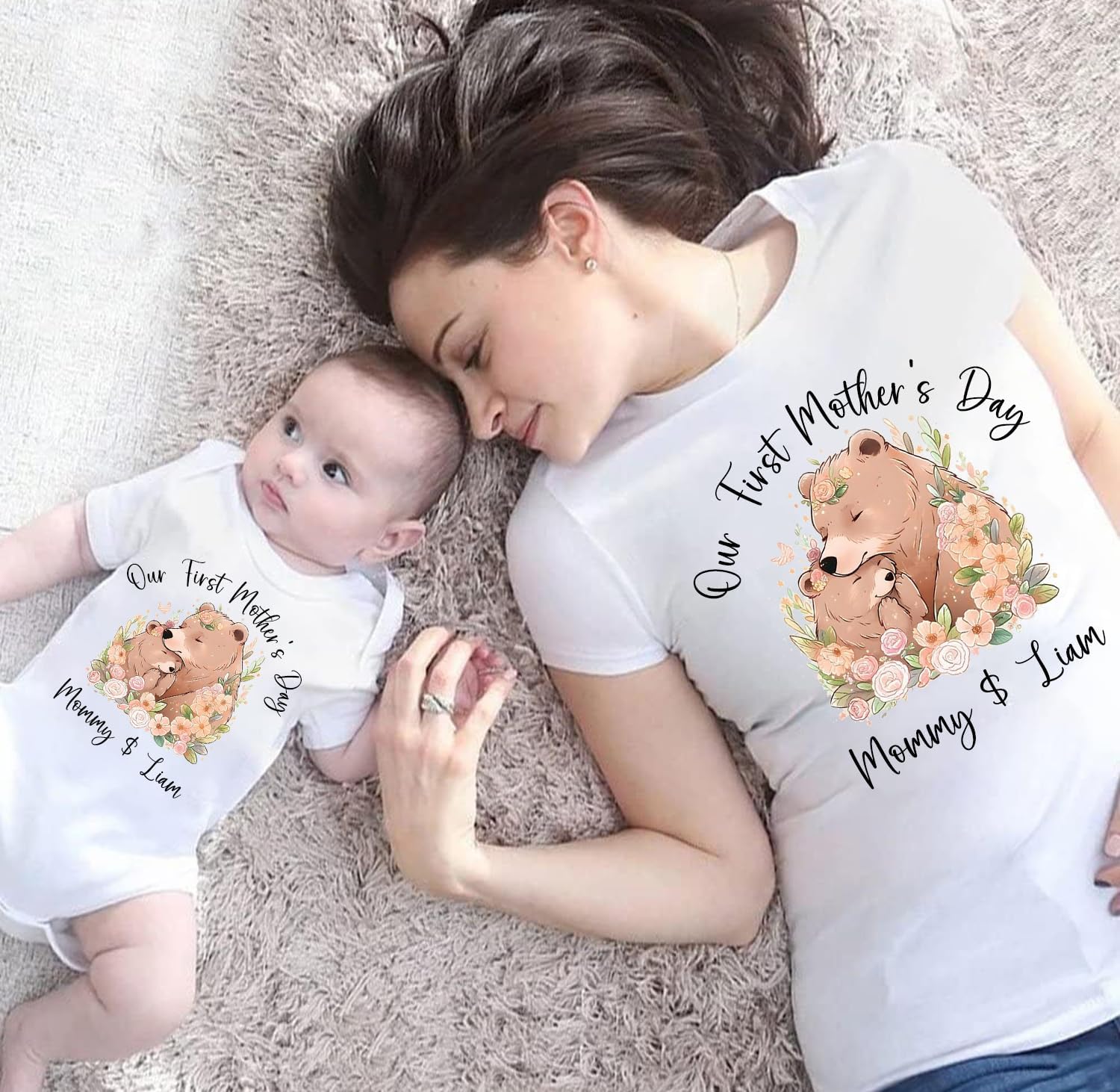 NAZENTI Mom Baby Matching First Mothers Day Shirts