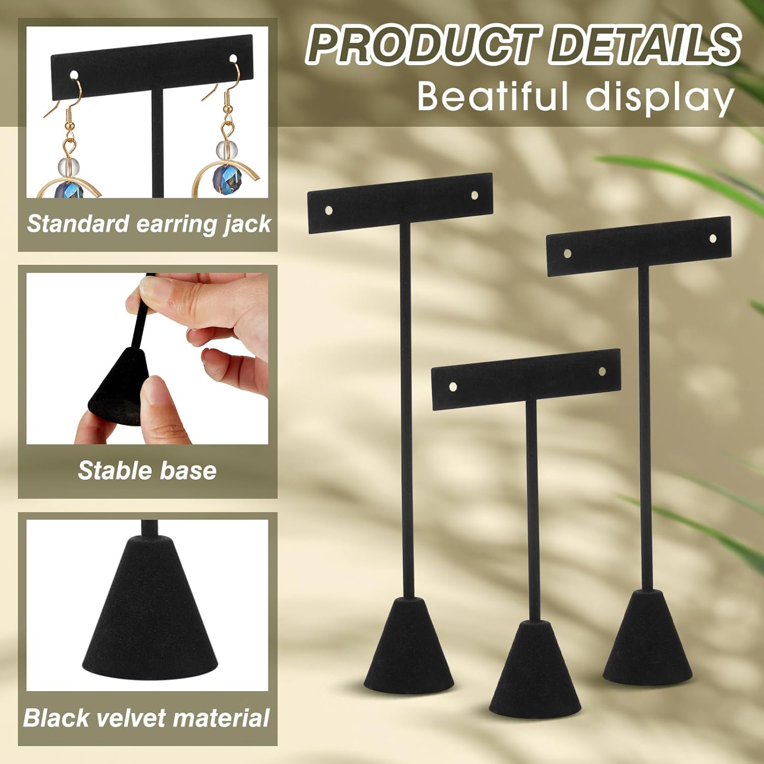 Marsui 12 Pcs Earring Display Stand Set with 3 Heights