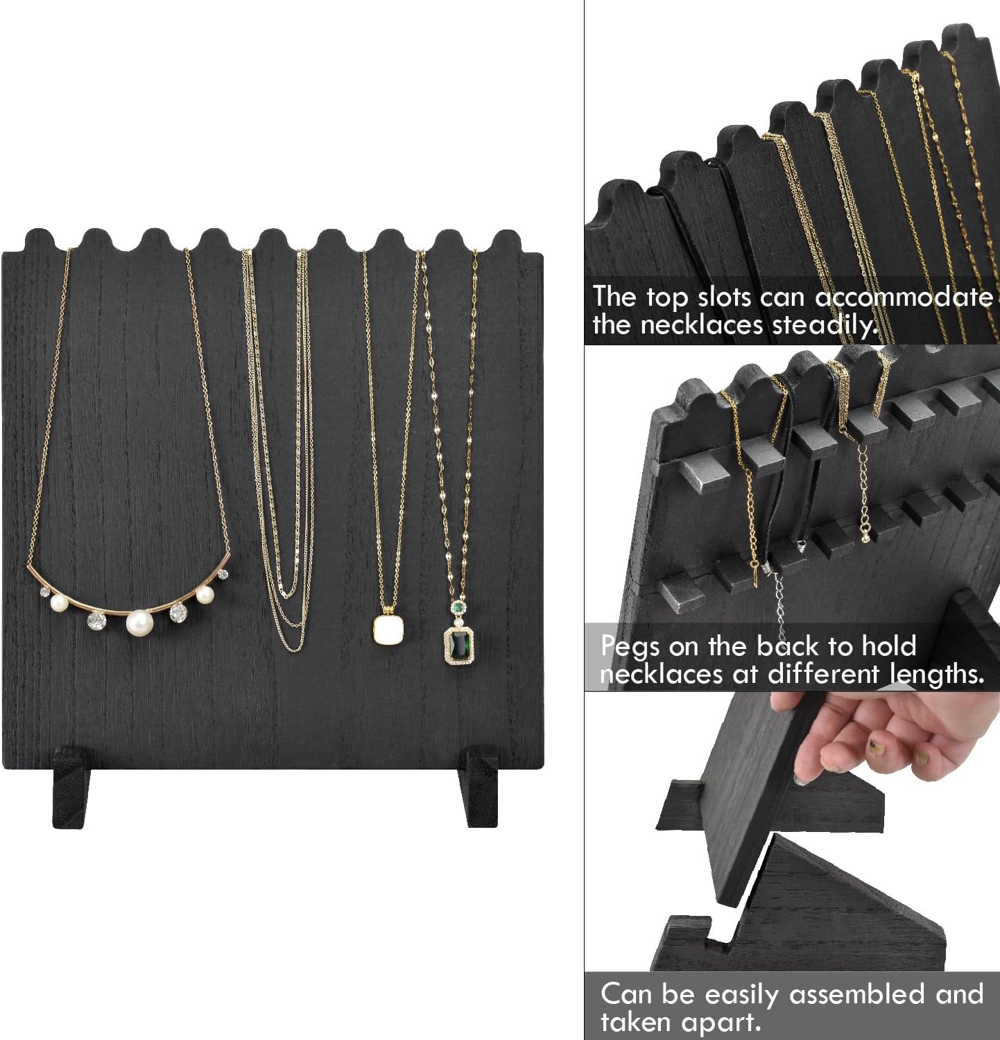 Ikee Design 2-Piece Wood Necklace Display Stand