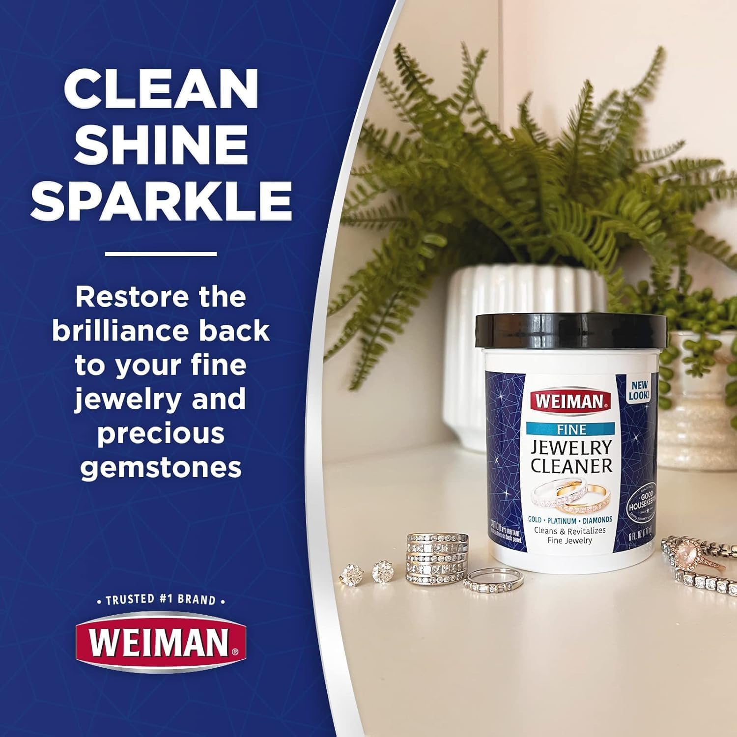 Weiman Fine Jewelry Cleaner Liquid with Brush 6 Oz 1