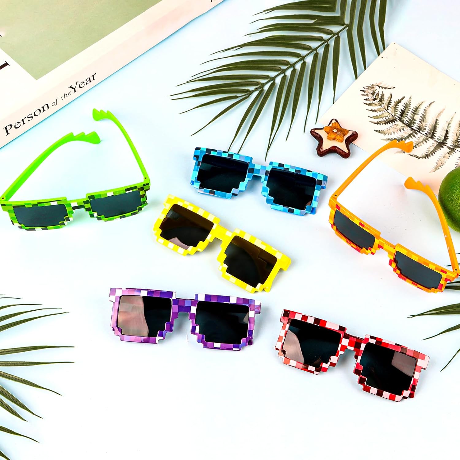 KIMOBER 12 Pack Pixel Sunglasses 6 Colors