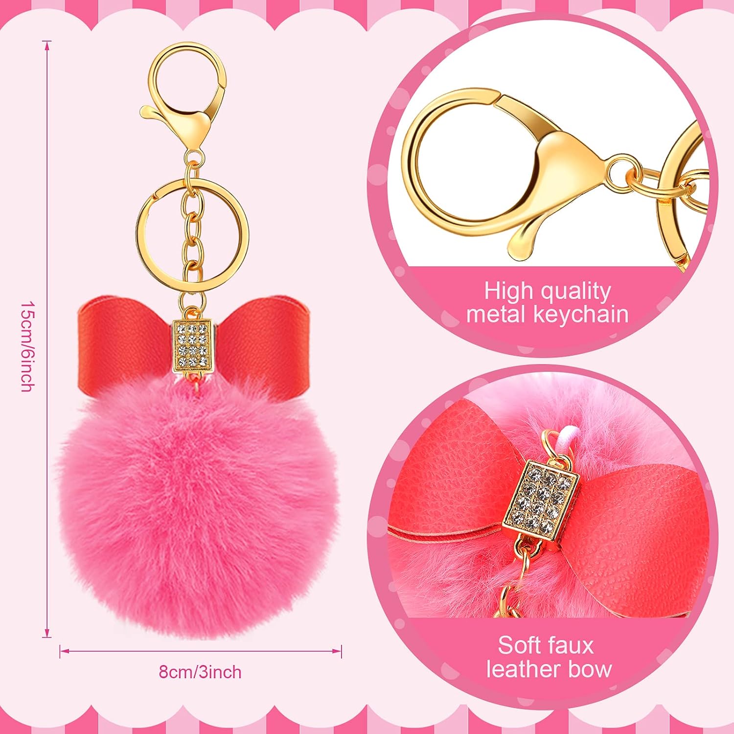 Hicarer Fluffy Pom Pom Keychain Set 12 Colors